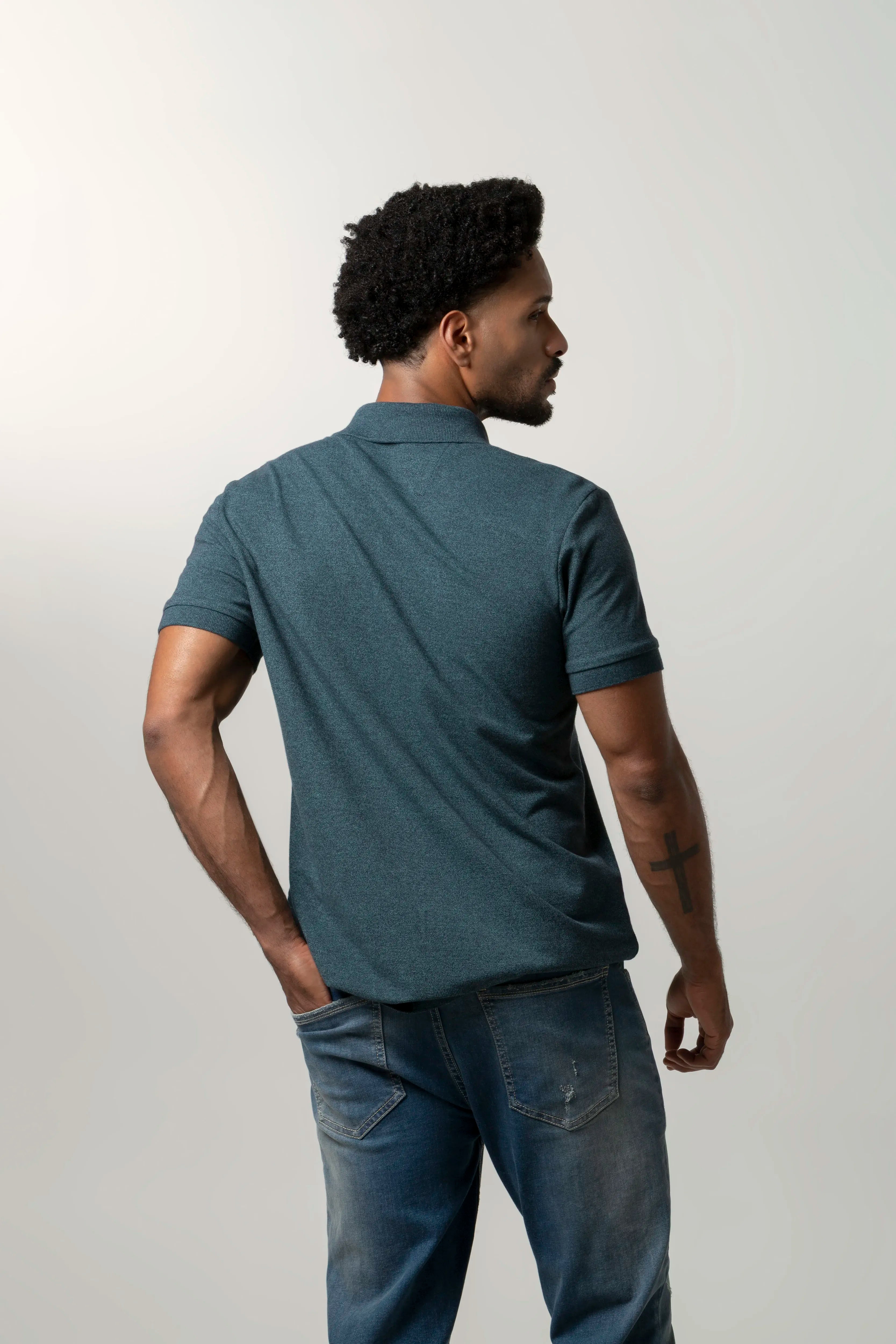 POLO MANGA CORTA COLOR VERDE TORMENTA