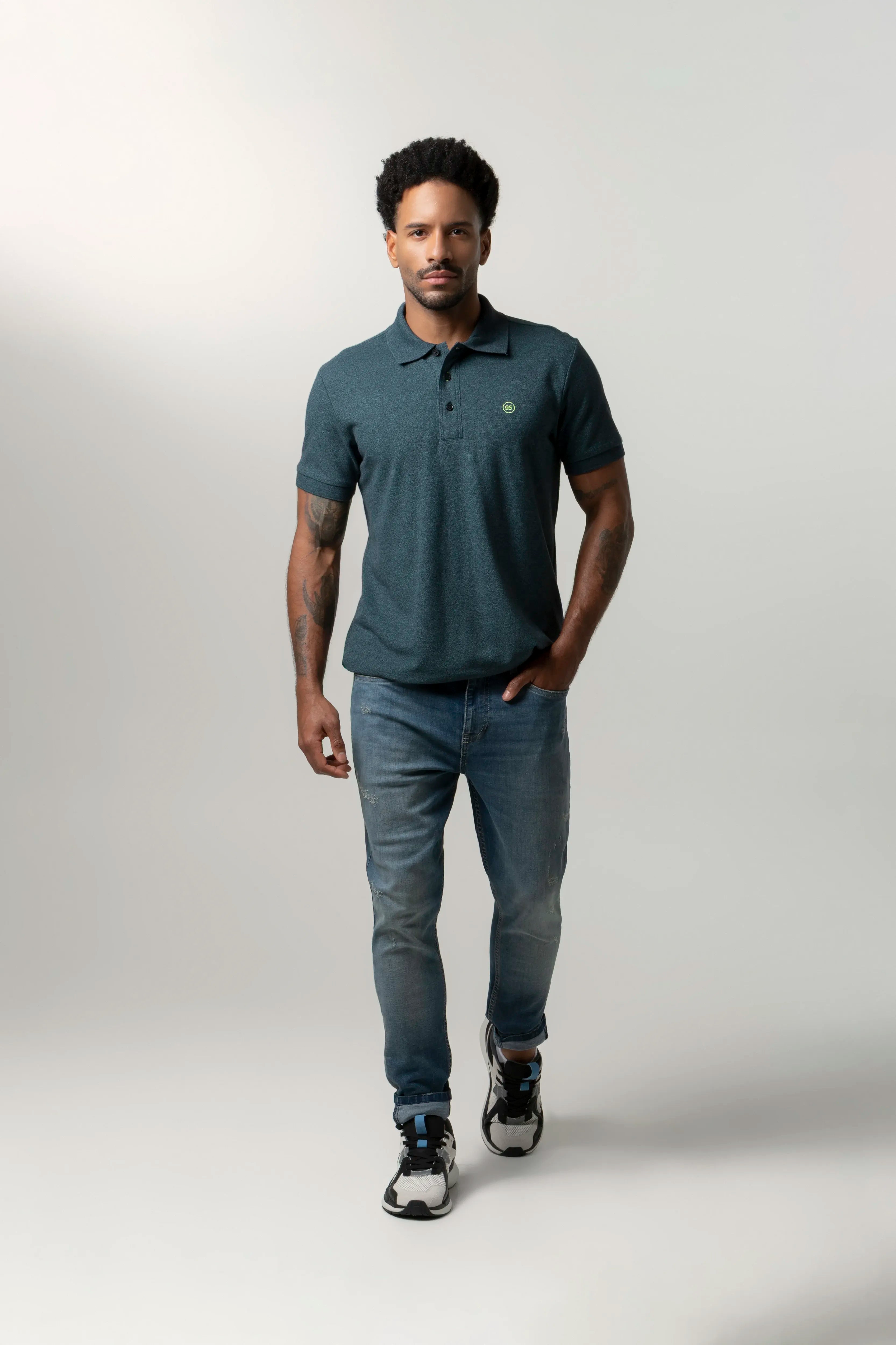 POLO MANGA CORTA COLOR VERDE TORMENTA