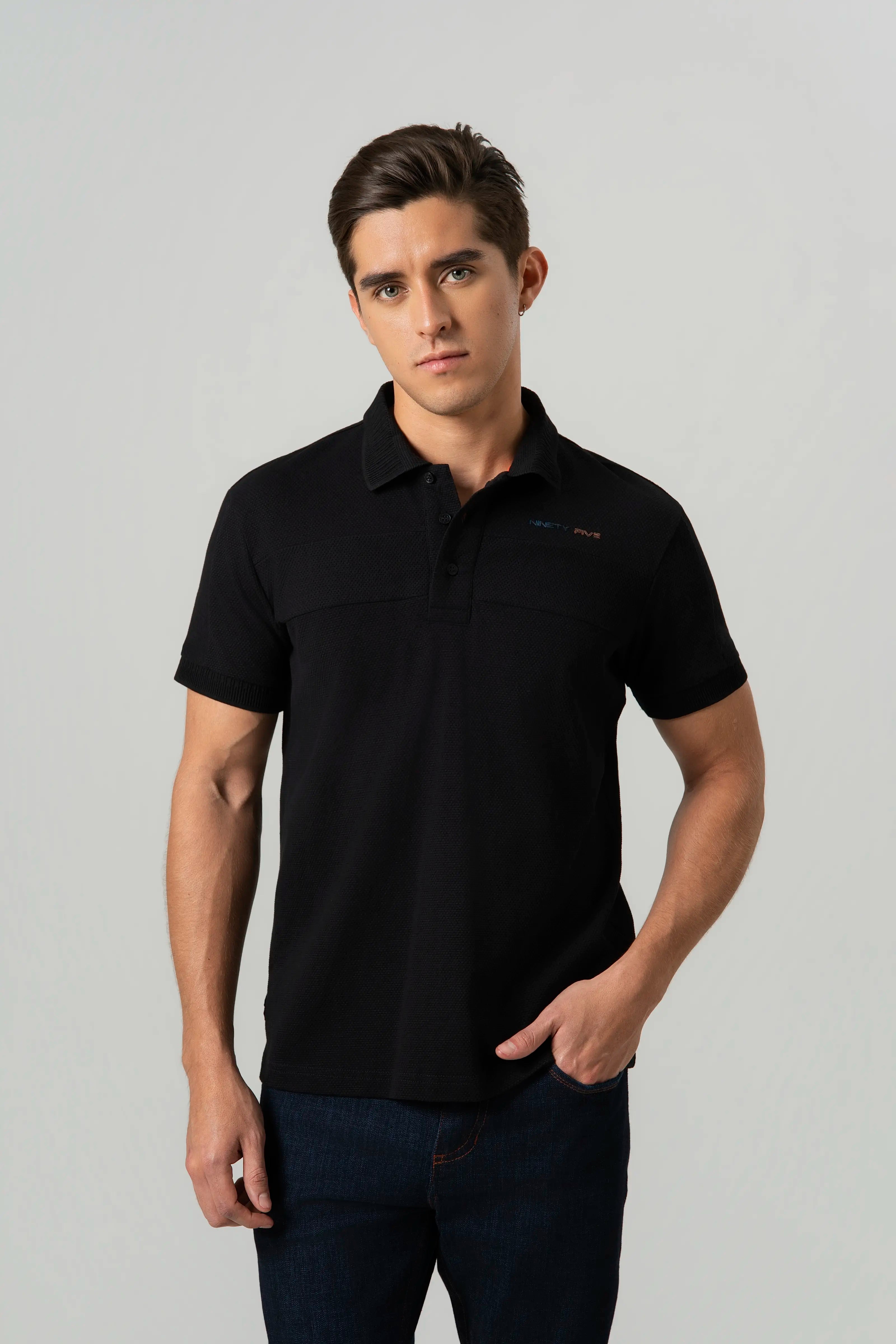 POLO MANGA CORTA COLOR NEGRO