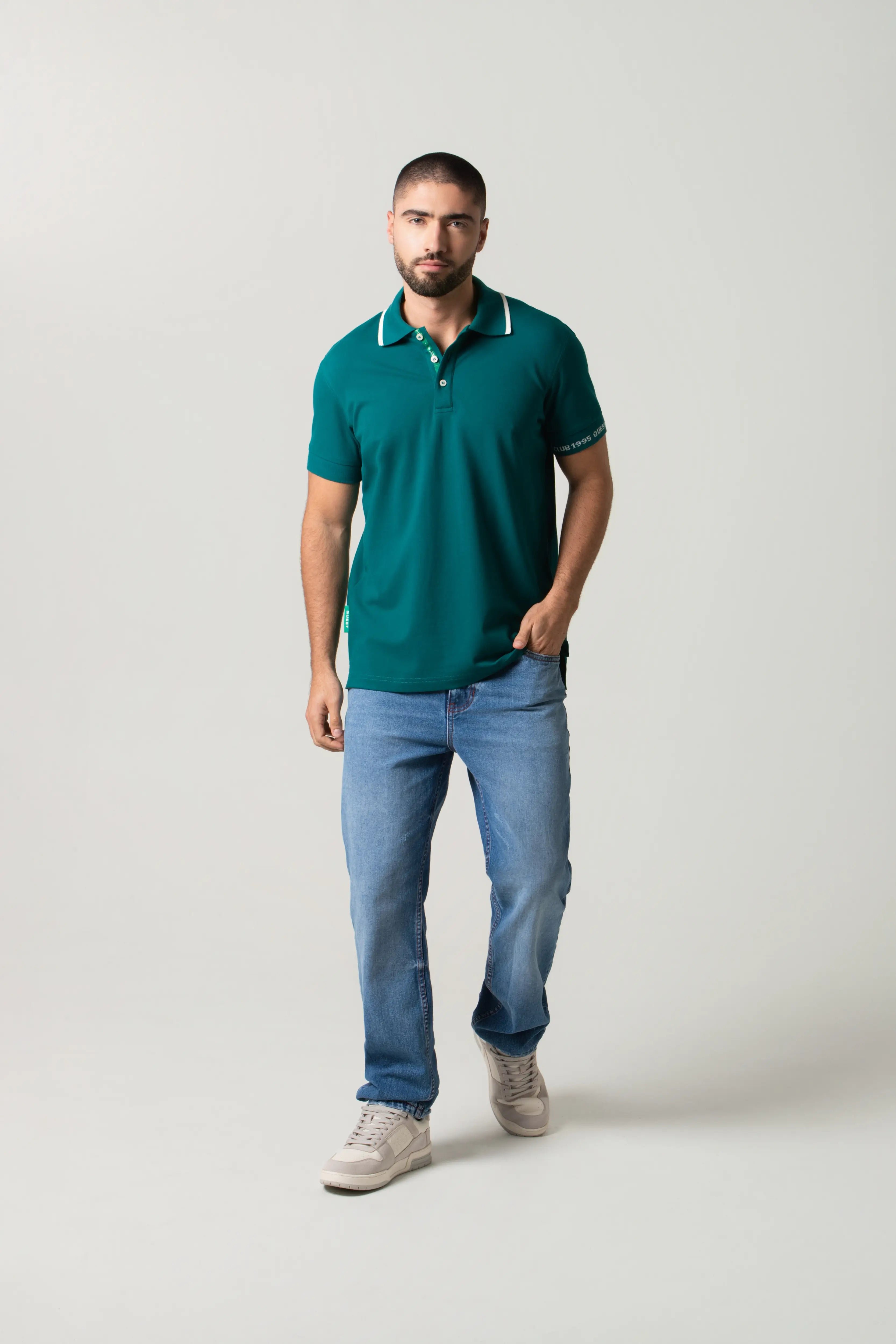 POLO MANGA CORTA COLOR VERDE TORMENTA