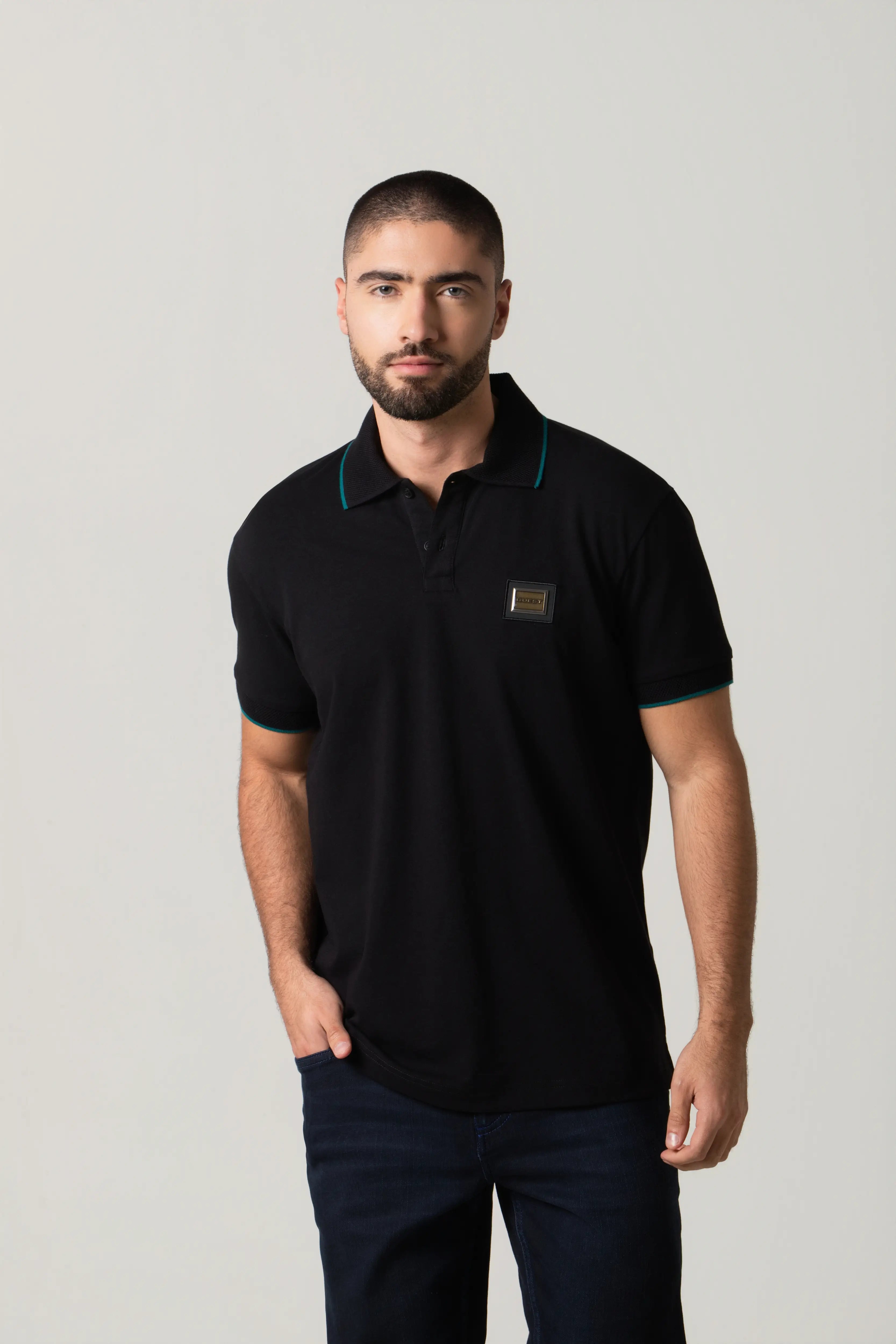 POLO MANGA CORTA COLOR NEGRO