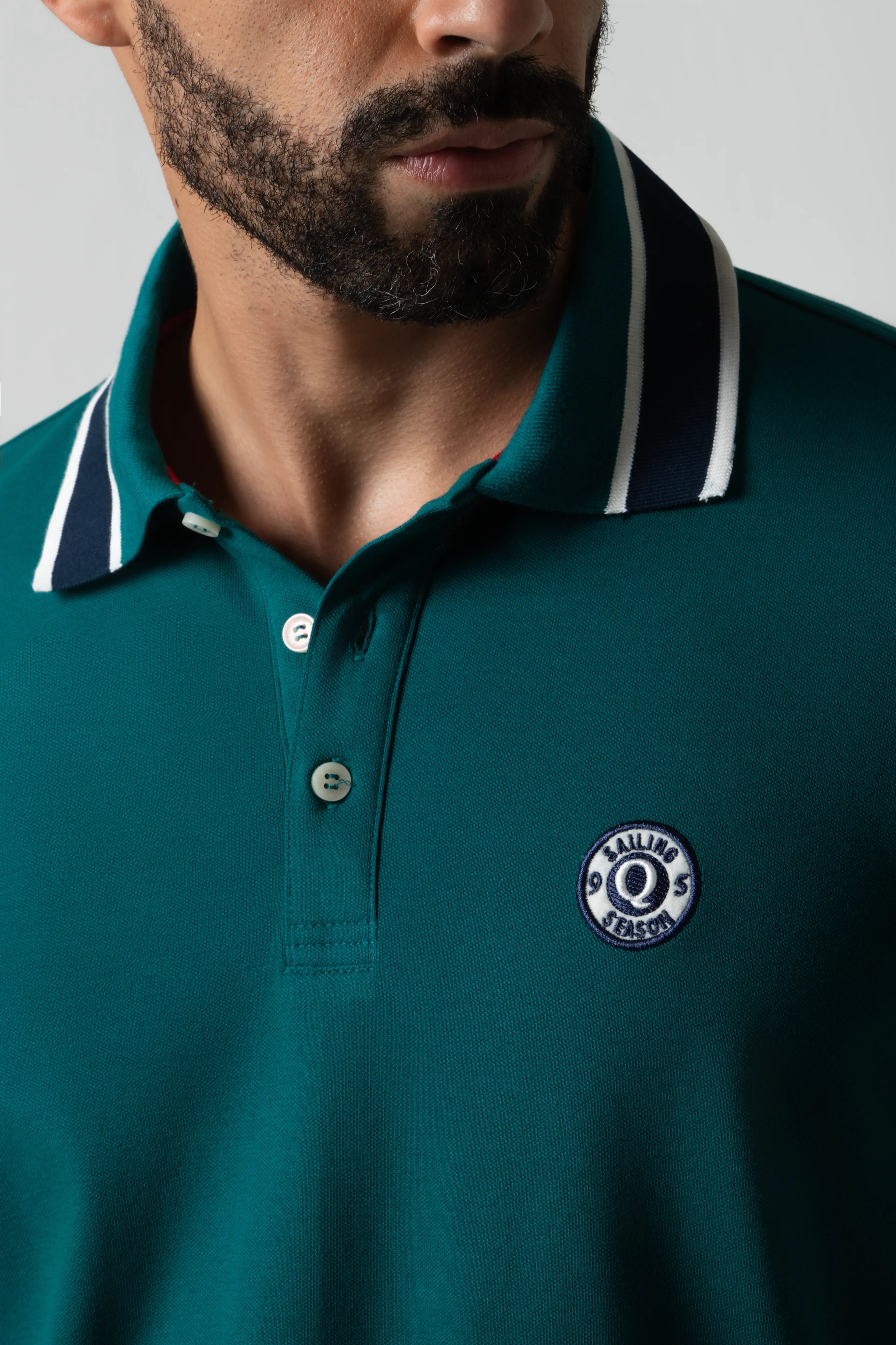 POLO MANGA CORTA COLOR VERDE TORMENTA