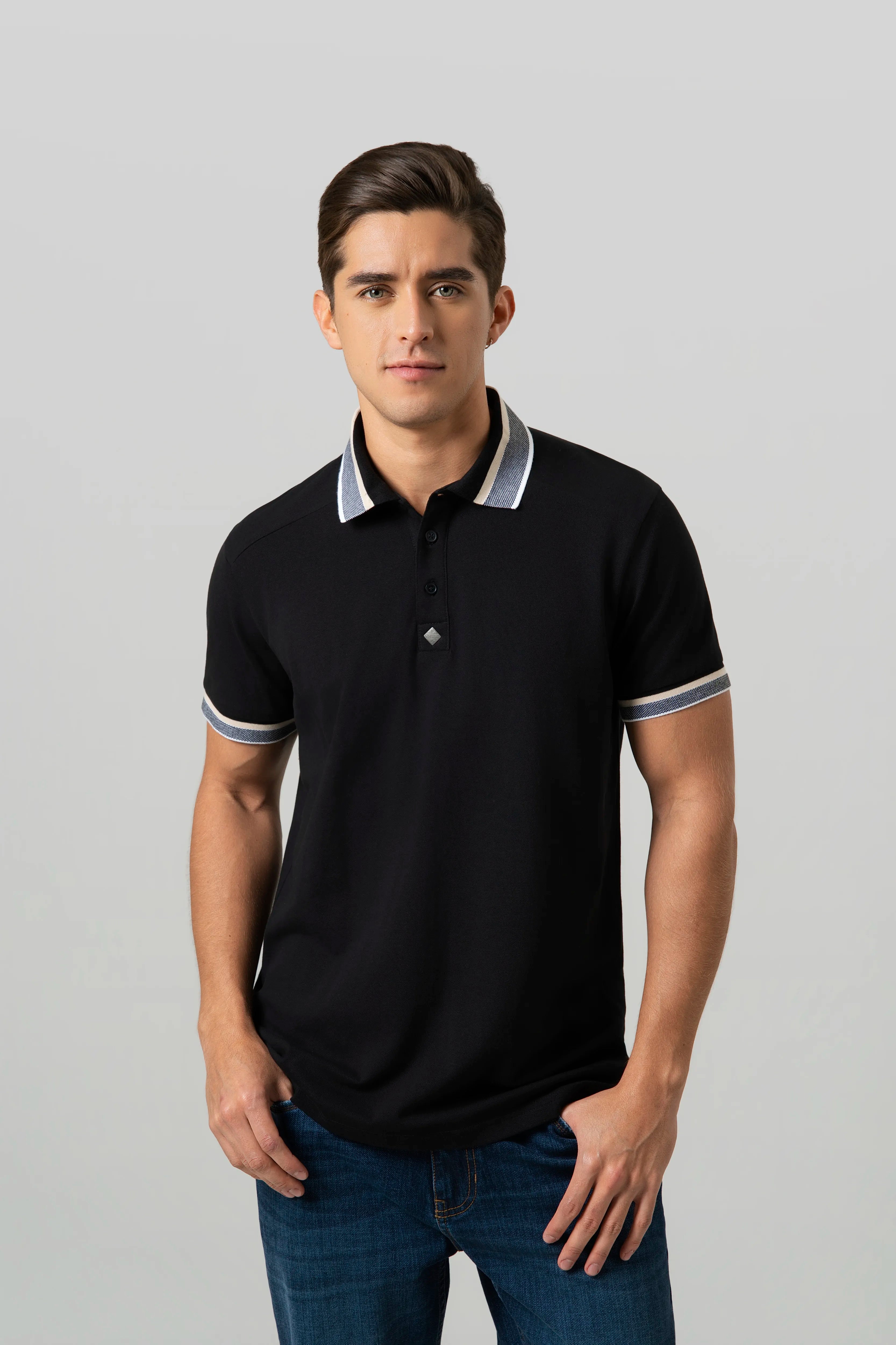 POLO MANGA CORTA COLOR NEGRO