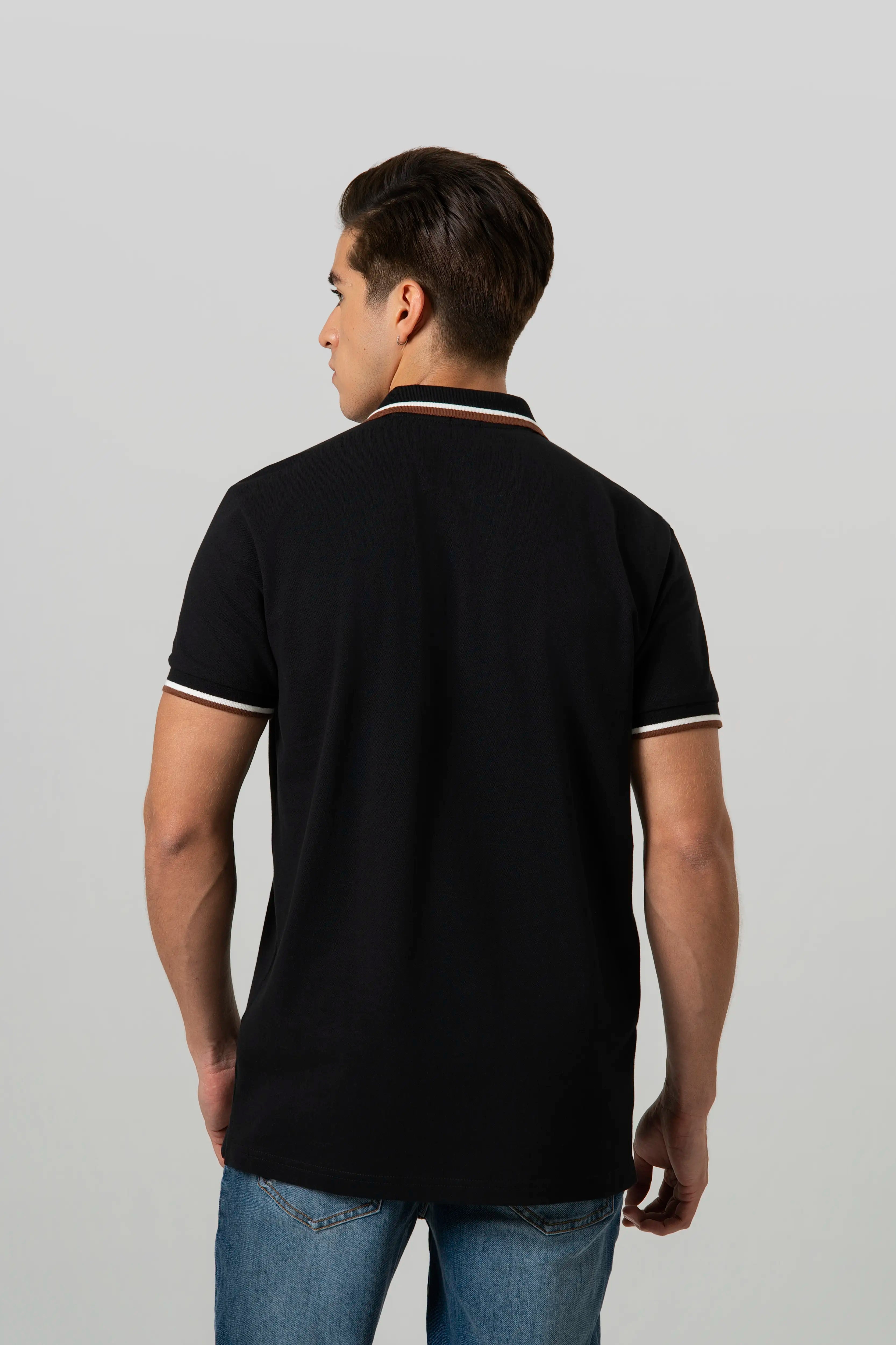 POLO MANGA CORTA COLOR NEGRO