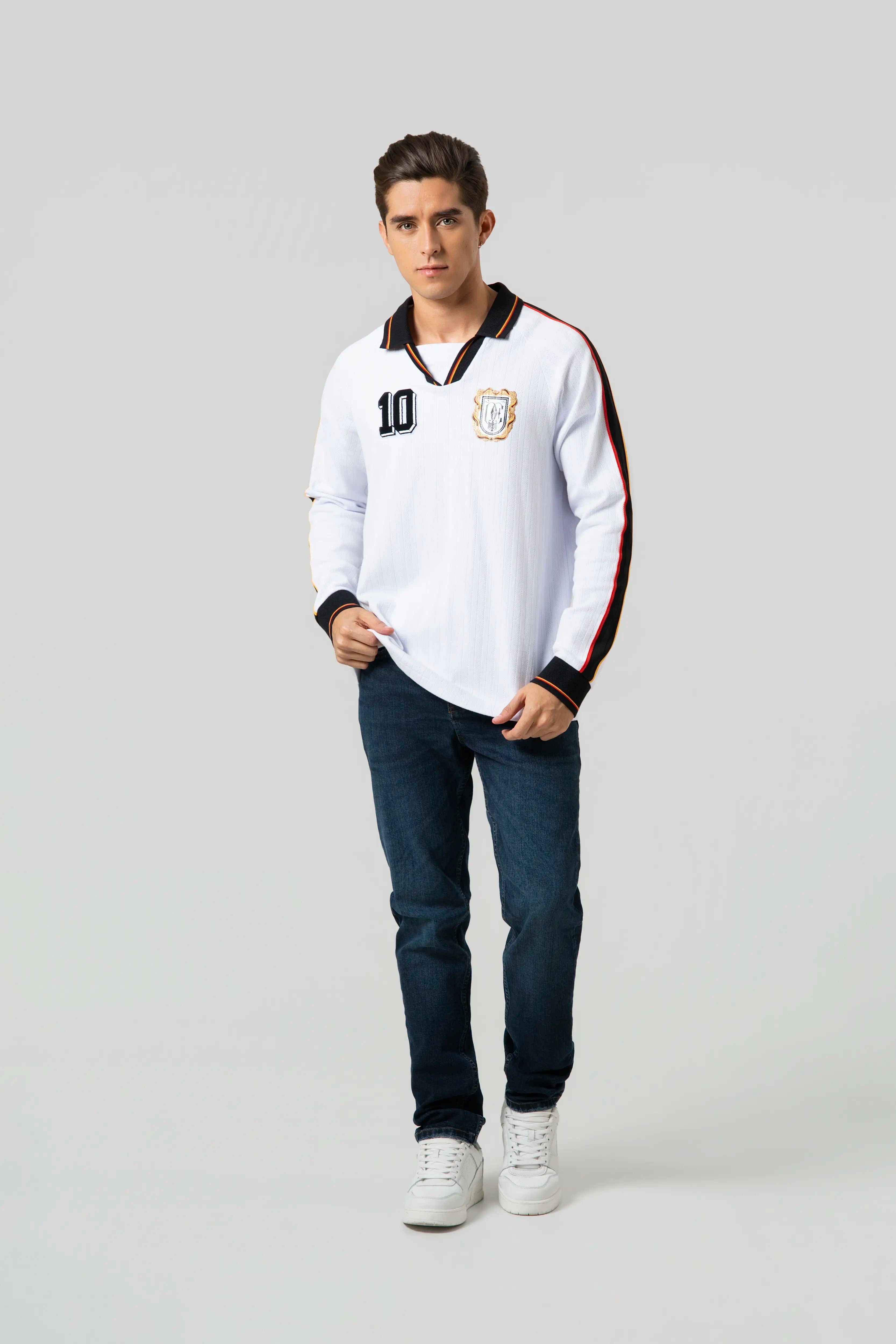 POLO ALEMANIA MANGA LARGA COLOR BLANCO OPTICO