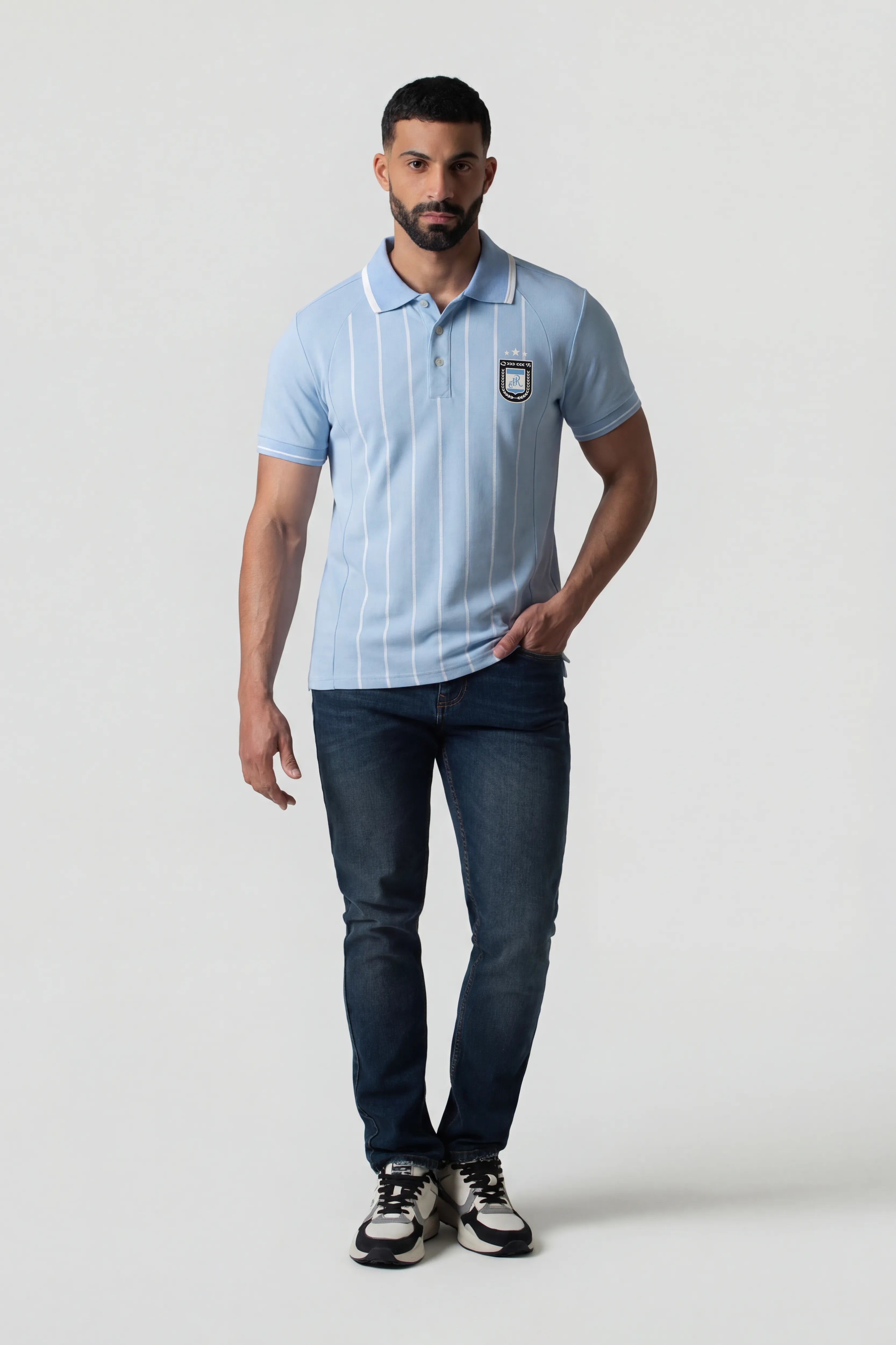 POLO ARGENTINA MANGA CORTA COLOR AZUL CHAMBRAY