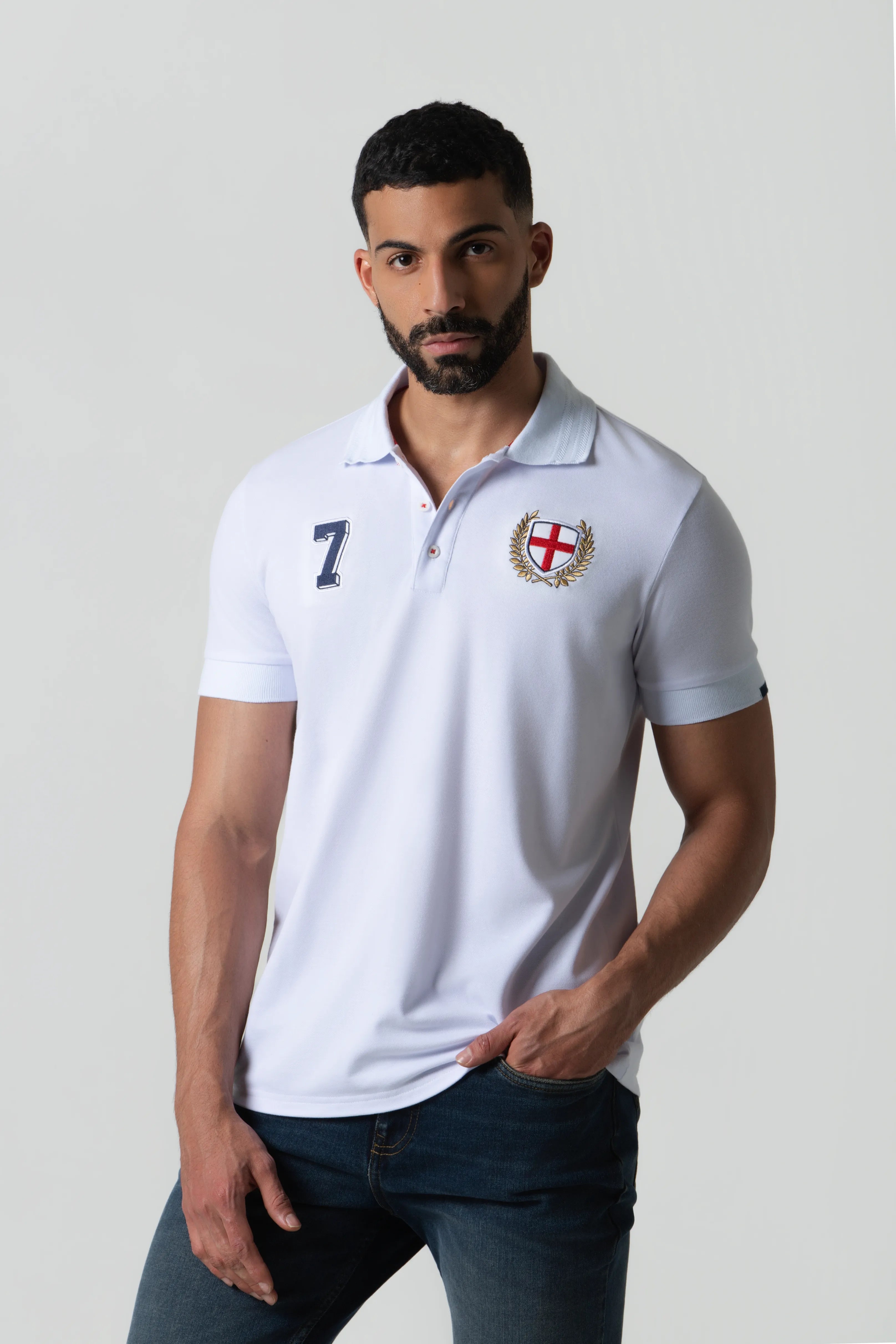 POLO INGLATERRA MANGA CORTA COLOR BLANCO OPTICO