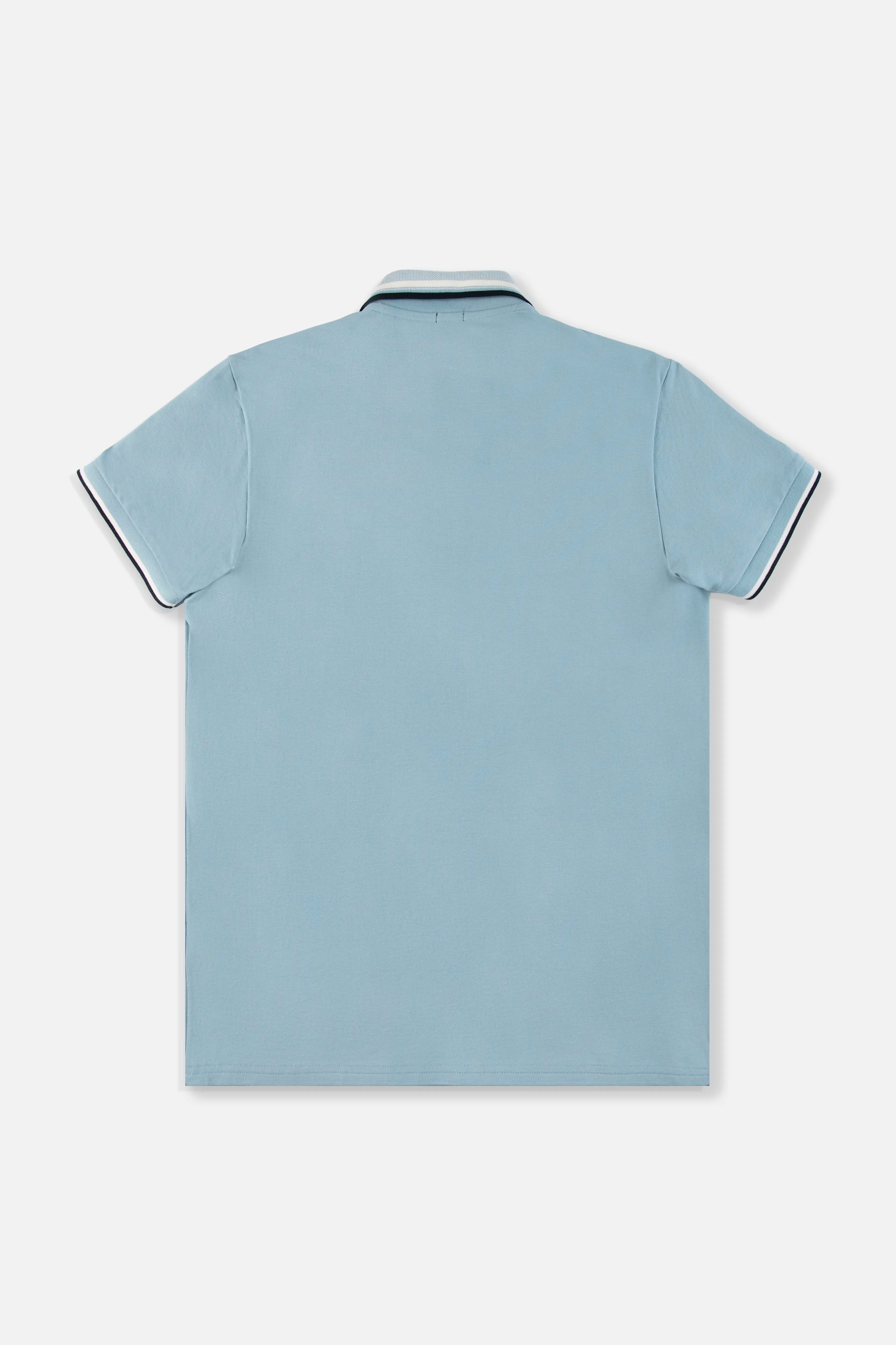 POLO MANGA CORTA COLOR AZUL GLACIAR