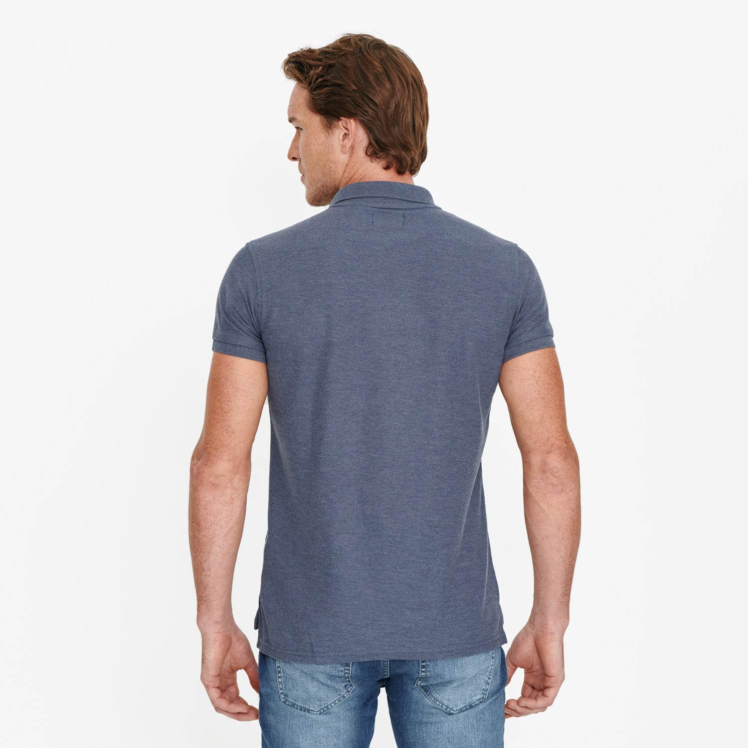 POLO SLIM COLOR AZUL JASPE MEDIO