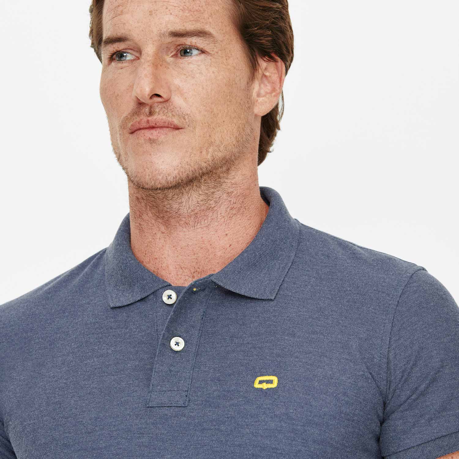 POLO SLIM COLOR AZUL JASPE MEDIO