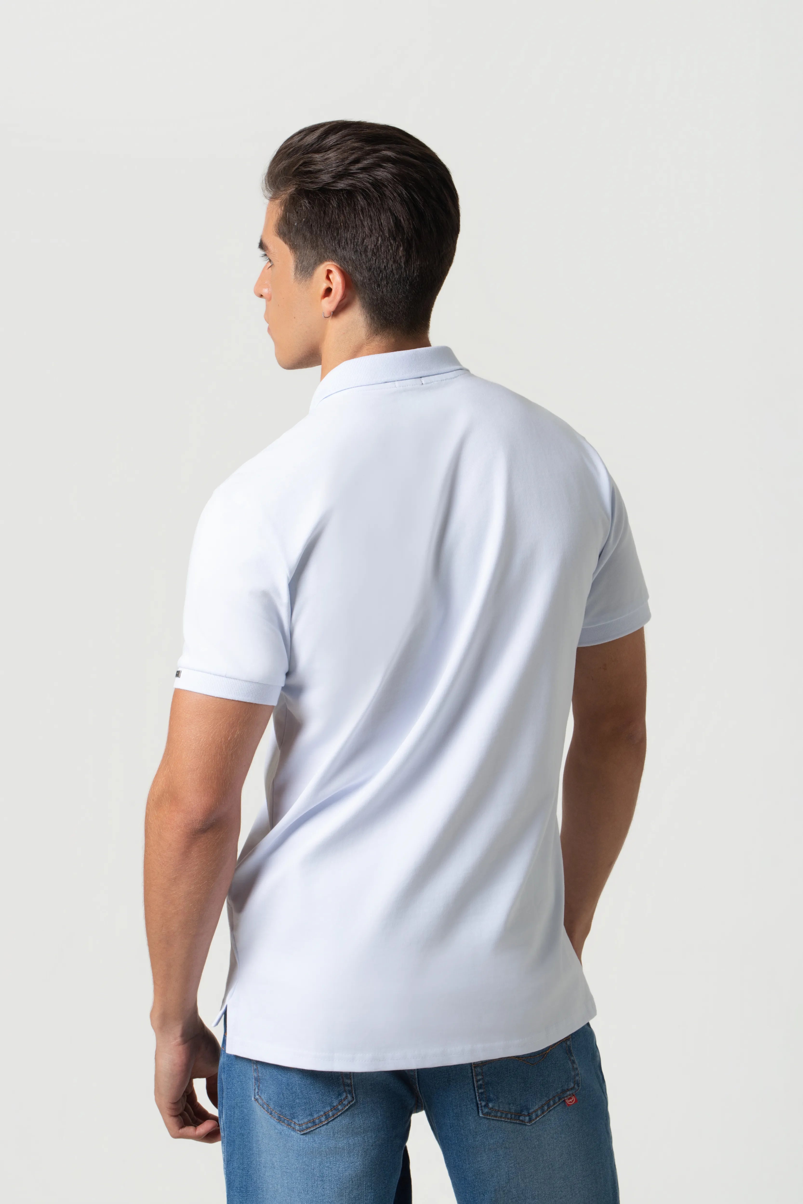 POLO MANGA CORTA COLOR BLANCO OPTICO