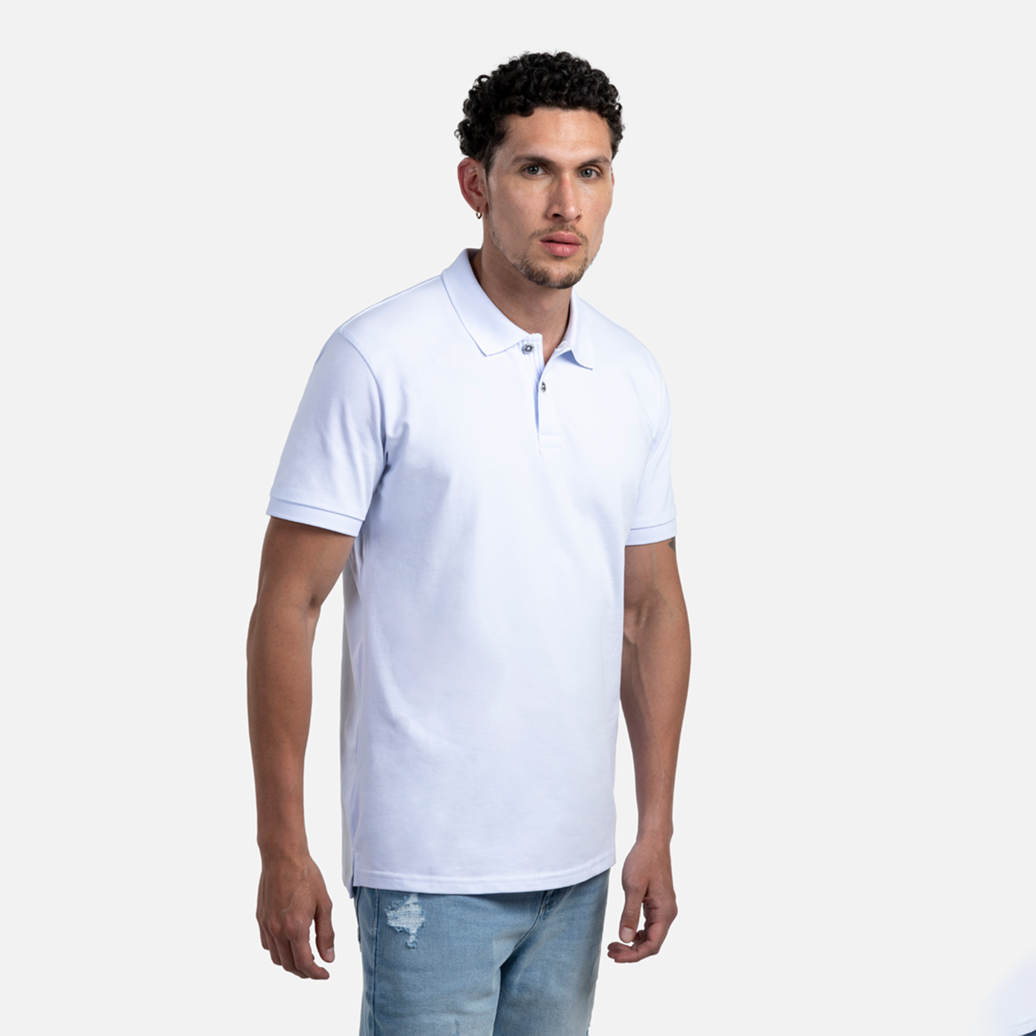 POLO MANGA CORTA COLOR BLANCO OPTICO