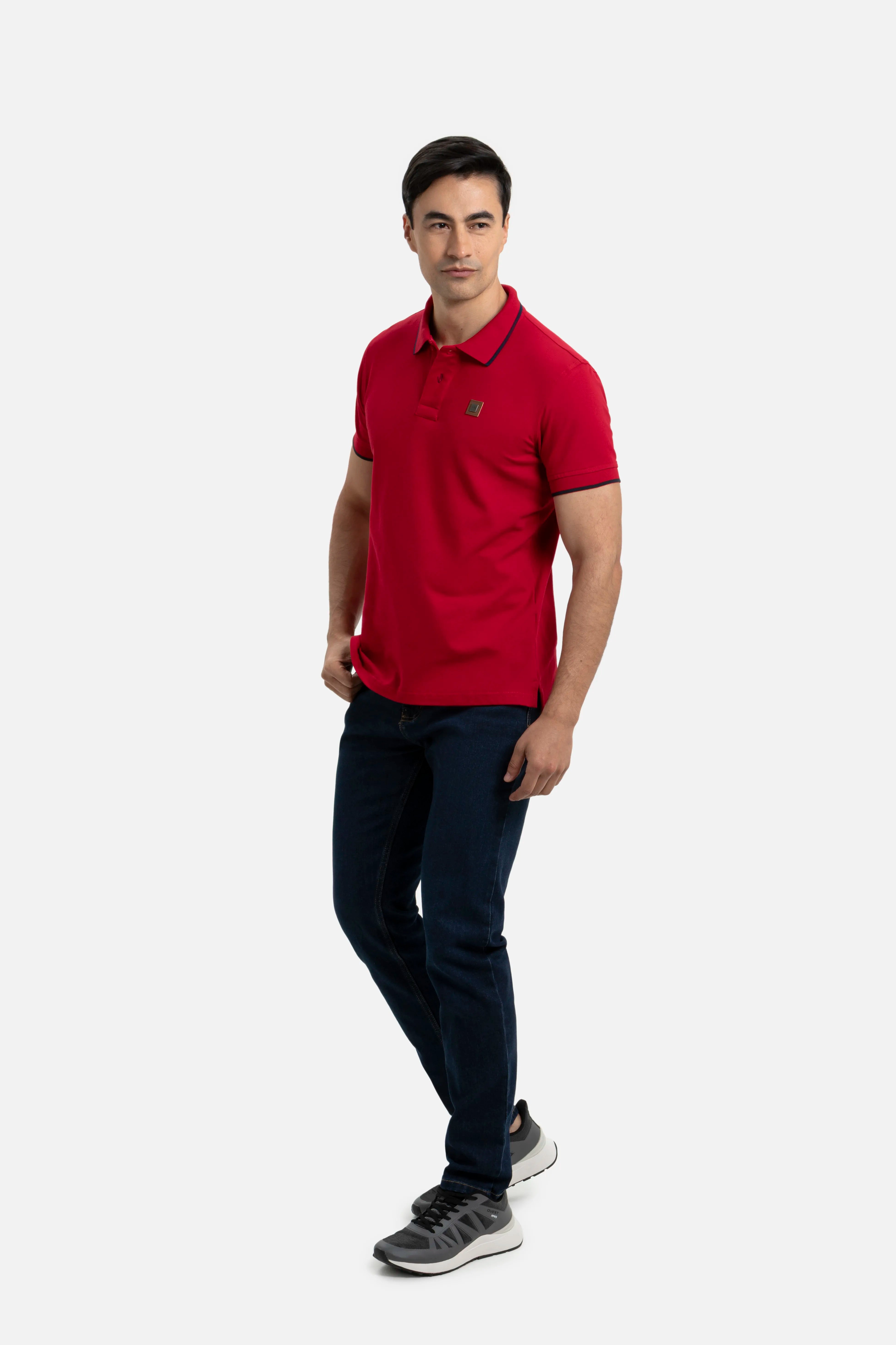POLO TIPPING COLOR ROJO - AZUL OSCURO