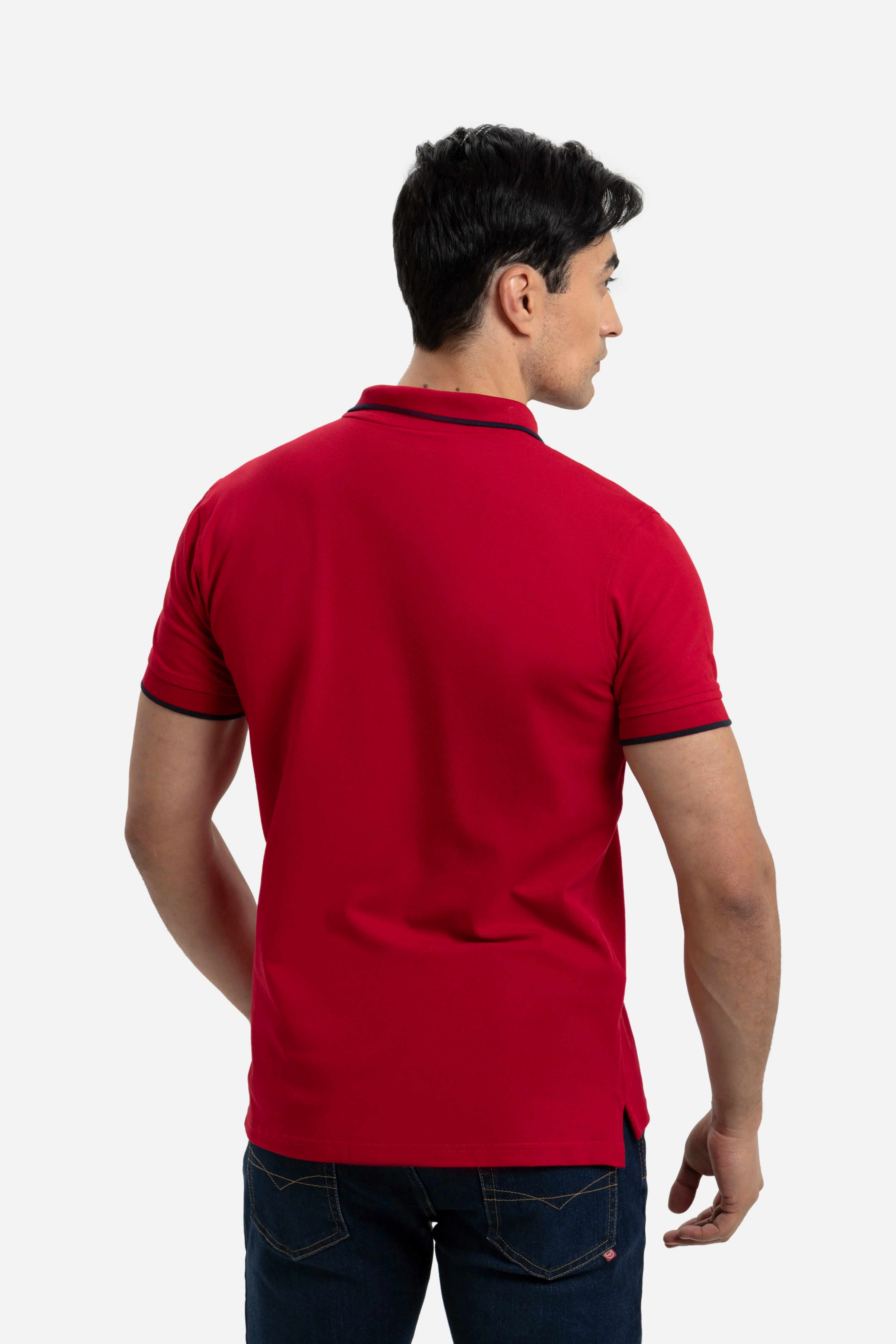 POLO TIPPING COLOR ROJO - AZUL OSCURO