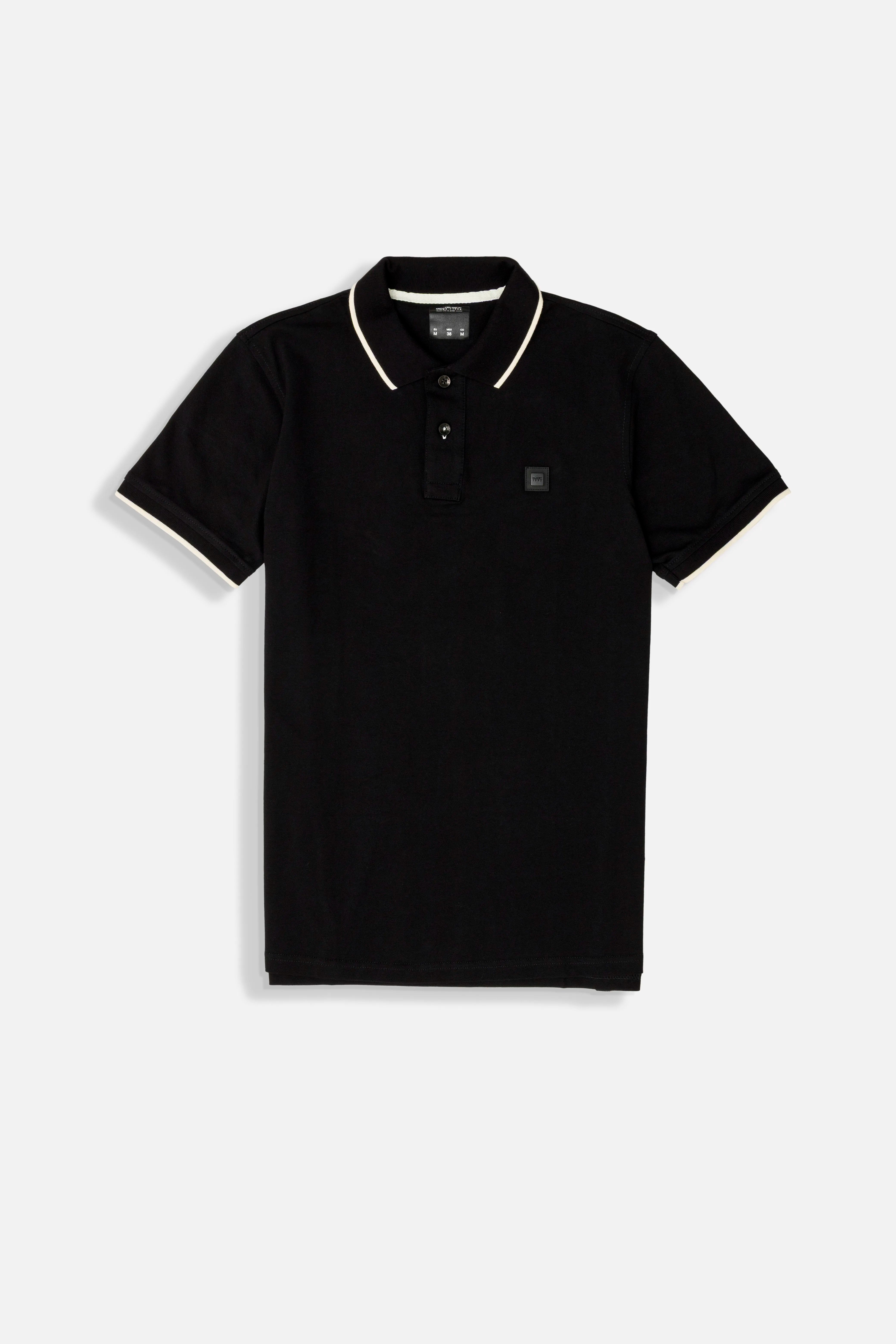 POLO TIPPING COLOR NEGRO-IVORY MARFIL