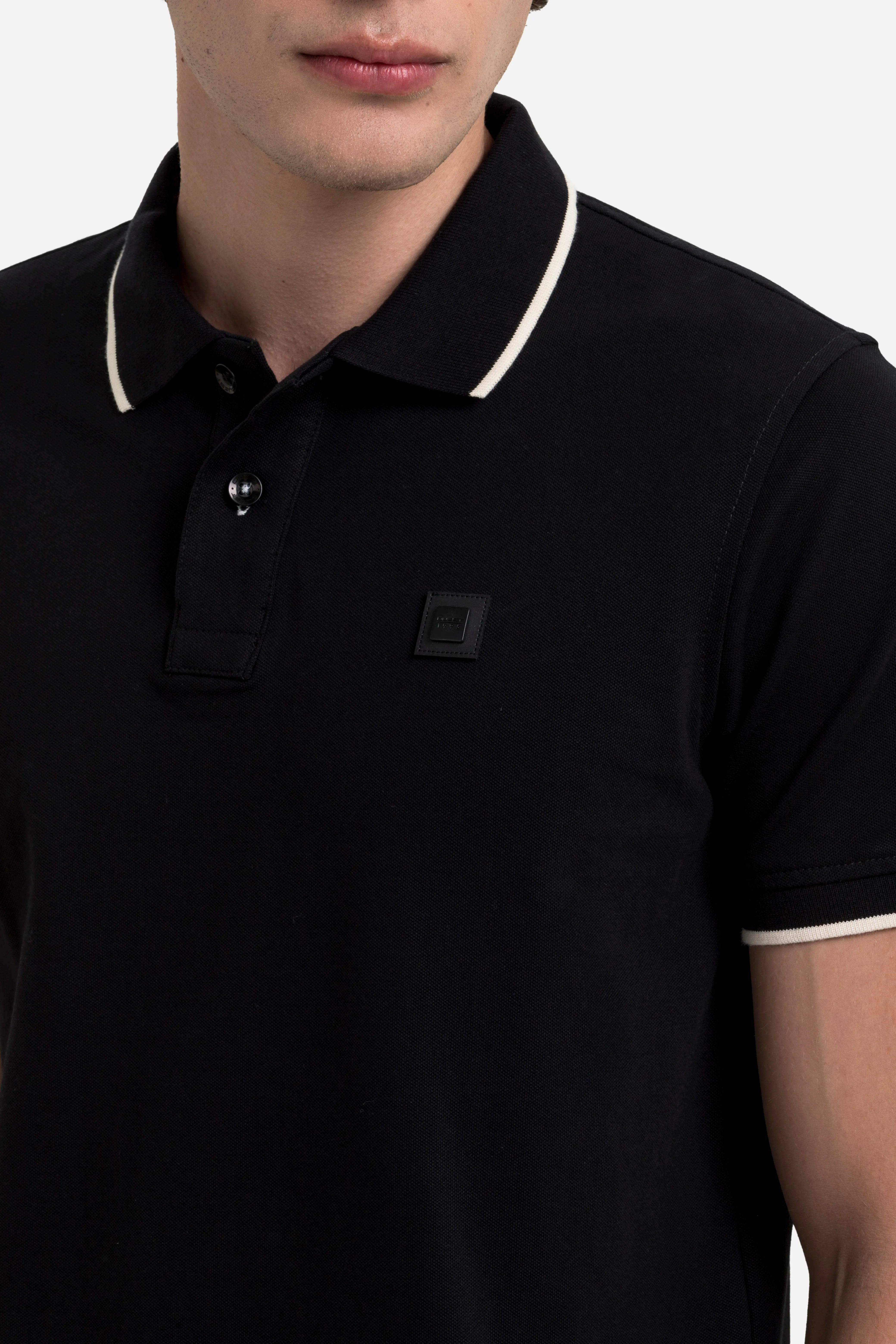 POLO TIPPING COLOR NEGRO-IVORY MARFIL