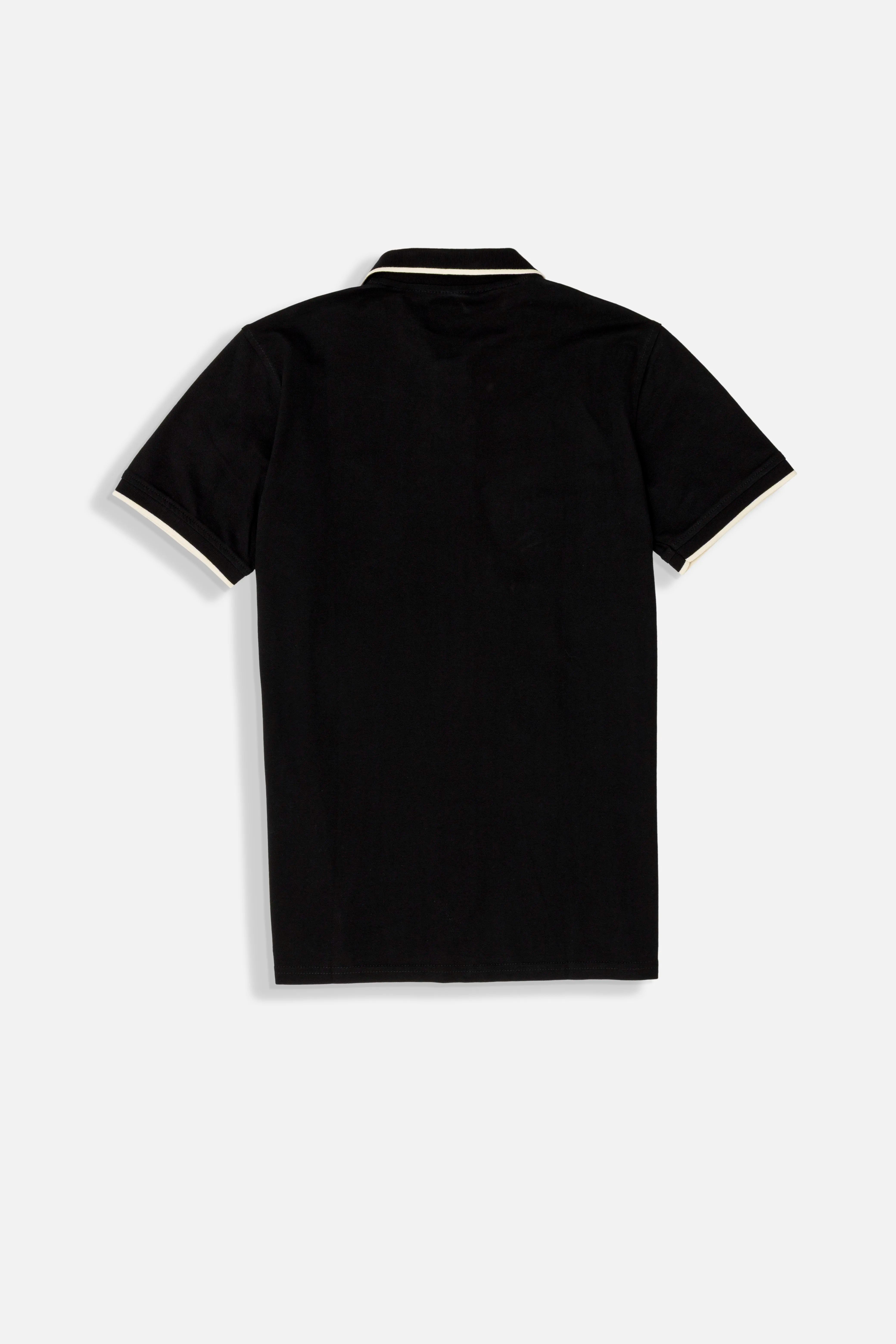 POLO TIPPING COLOR NEGRO-IVORY MARFIL