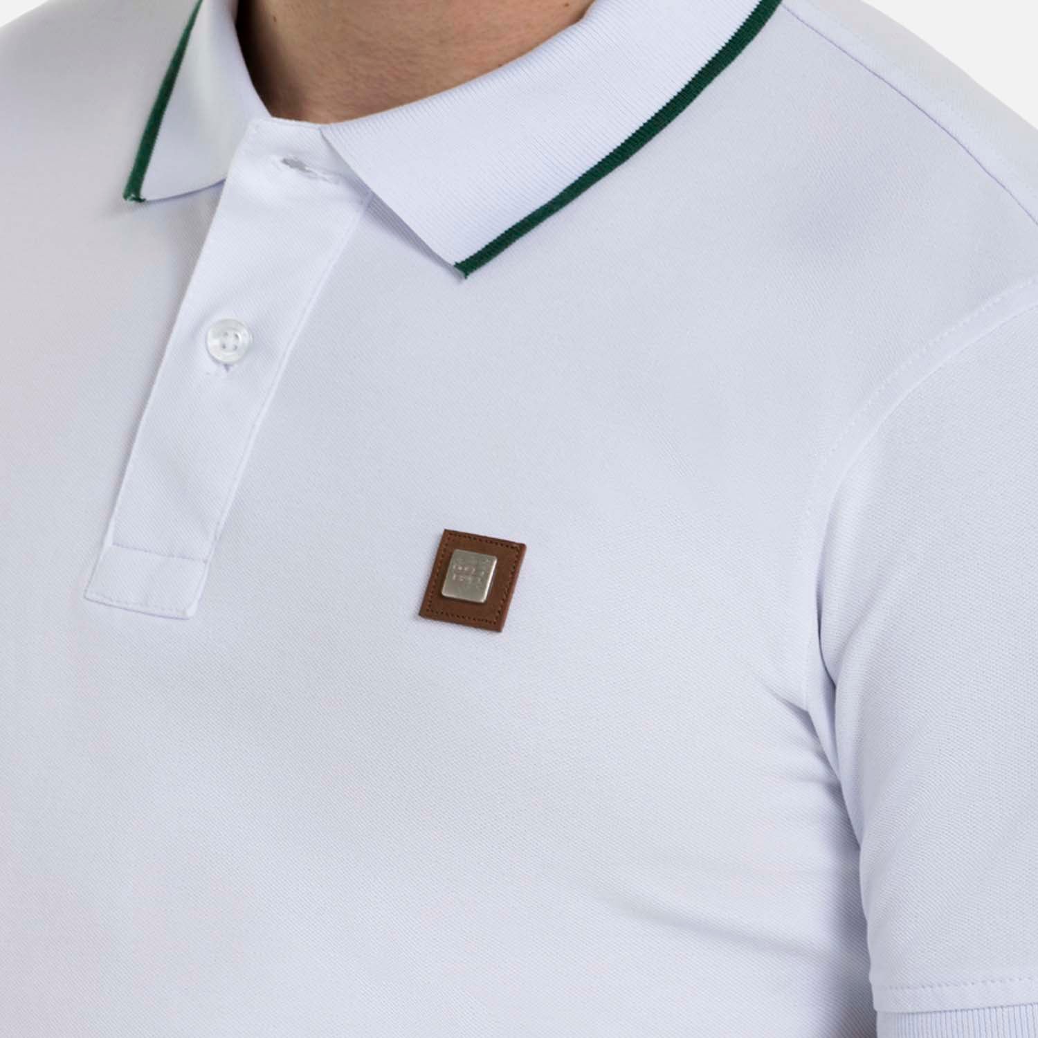 POLO TIPPING COLOR BLANCO-VERDE PRADERA