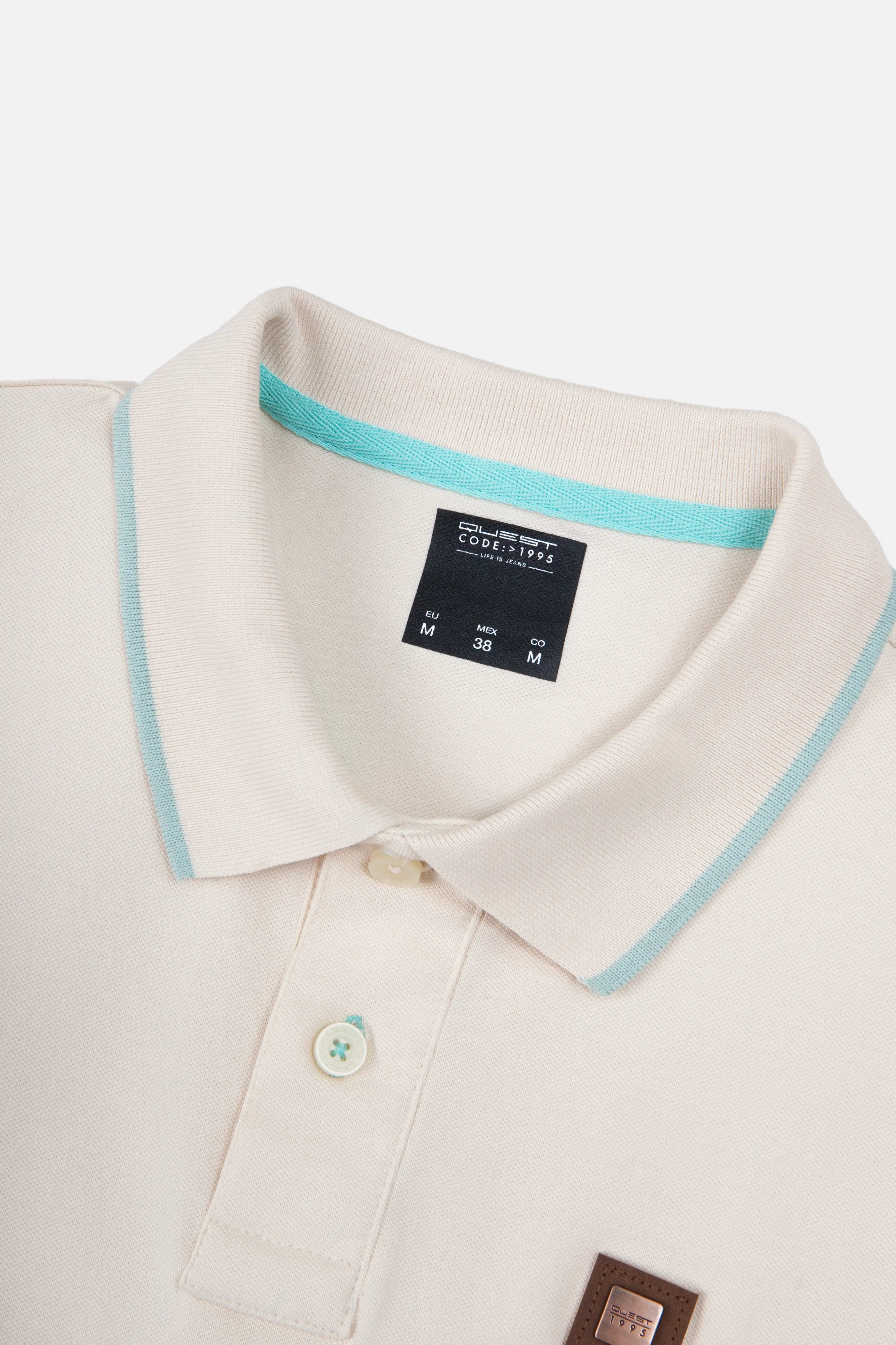 POLO TIPPING COLOR IVORY MARFIL - VERDE MENTA EMPOLVADO