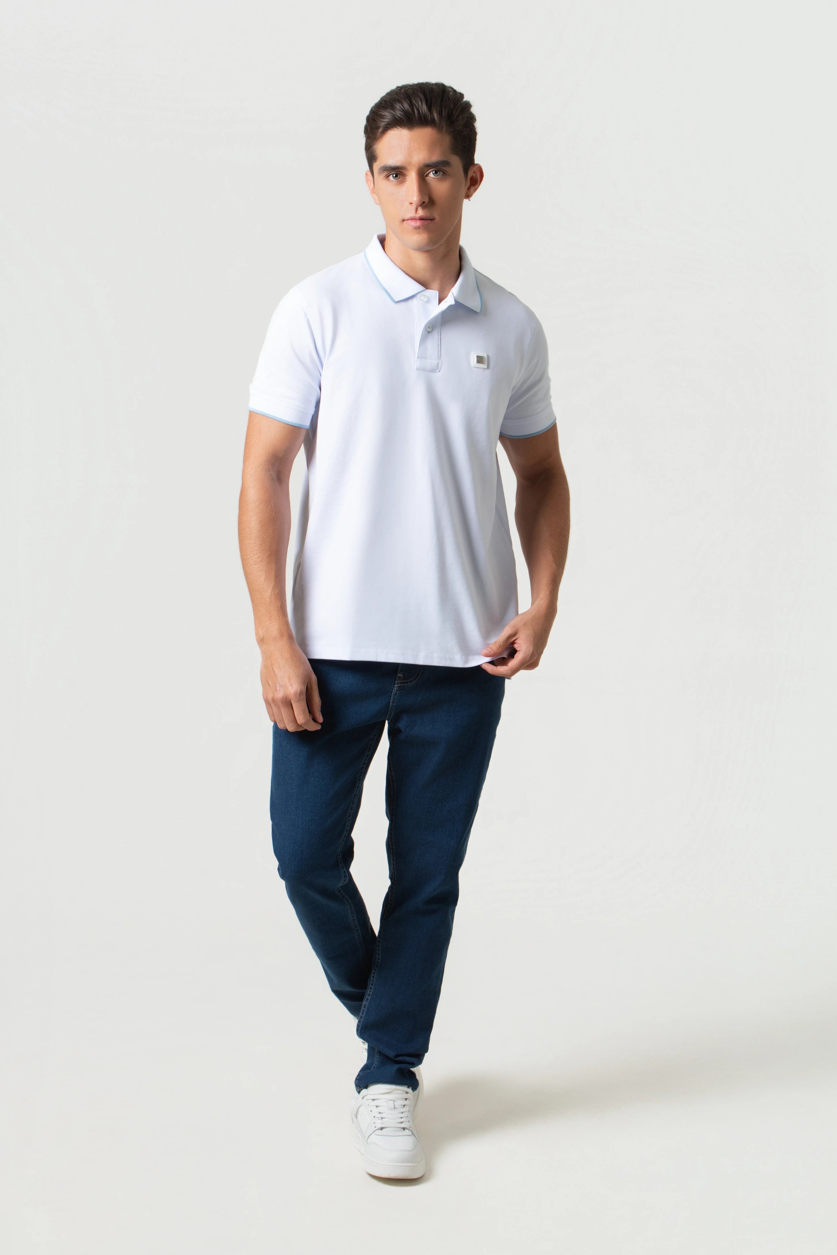 POLO TIPPING COLOR BLANCO-AZUL GLACIAR