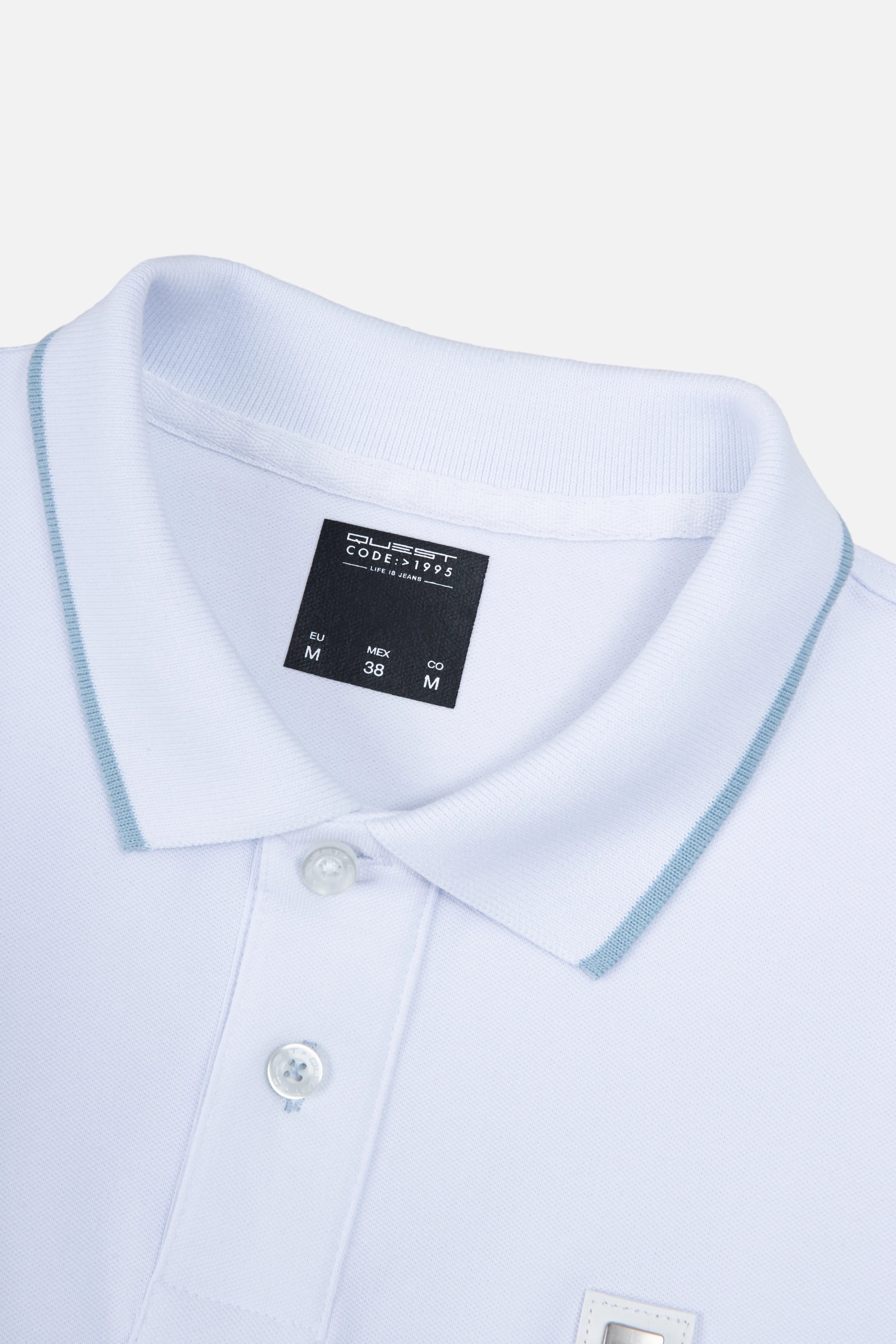 POLO TIPPING COLOR BLANCO-AZUL GLACIAR