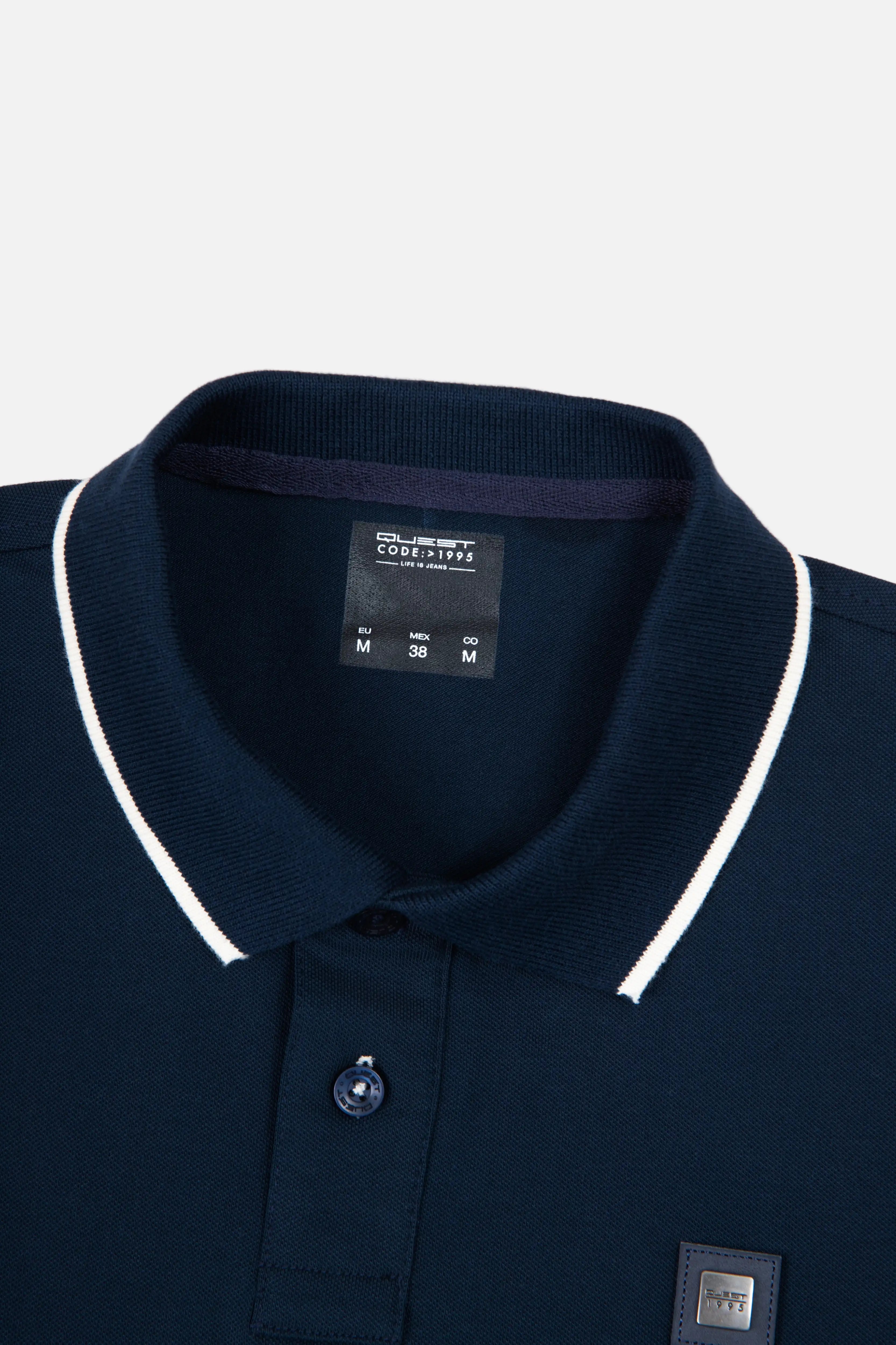 POLO TIPPING COLOR AZUL OSCURO-WHITECAP GRAY