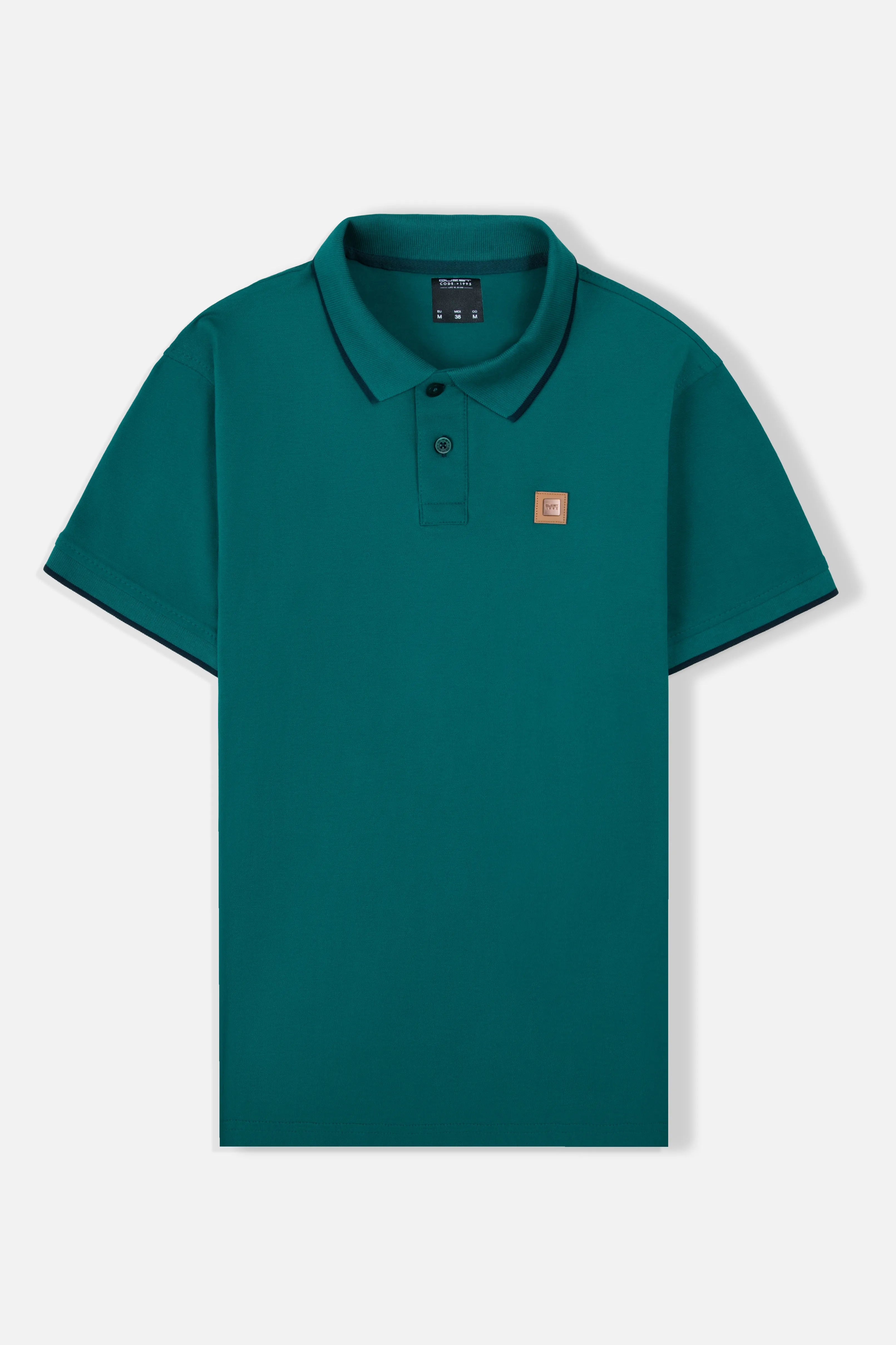 POLO TIPPING COLOR VERDE TORMENTA-AZUL NOCHE