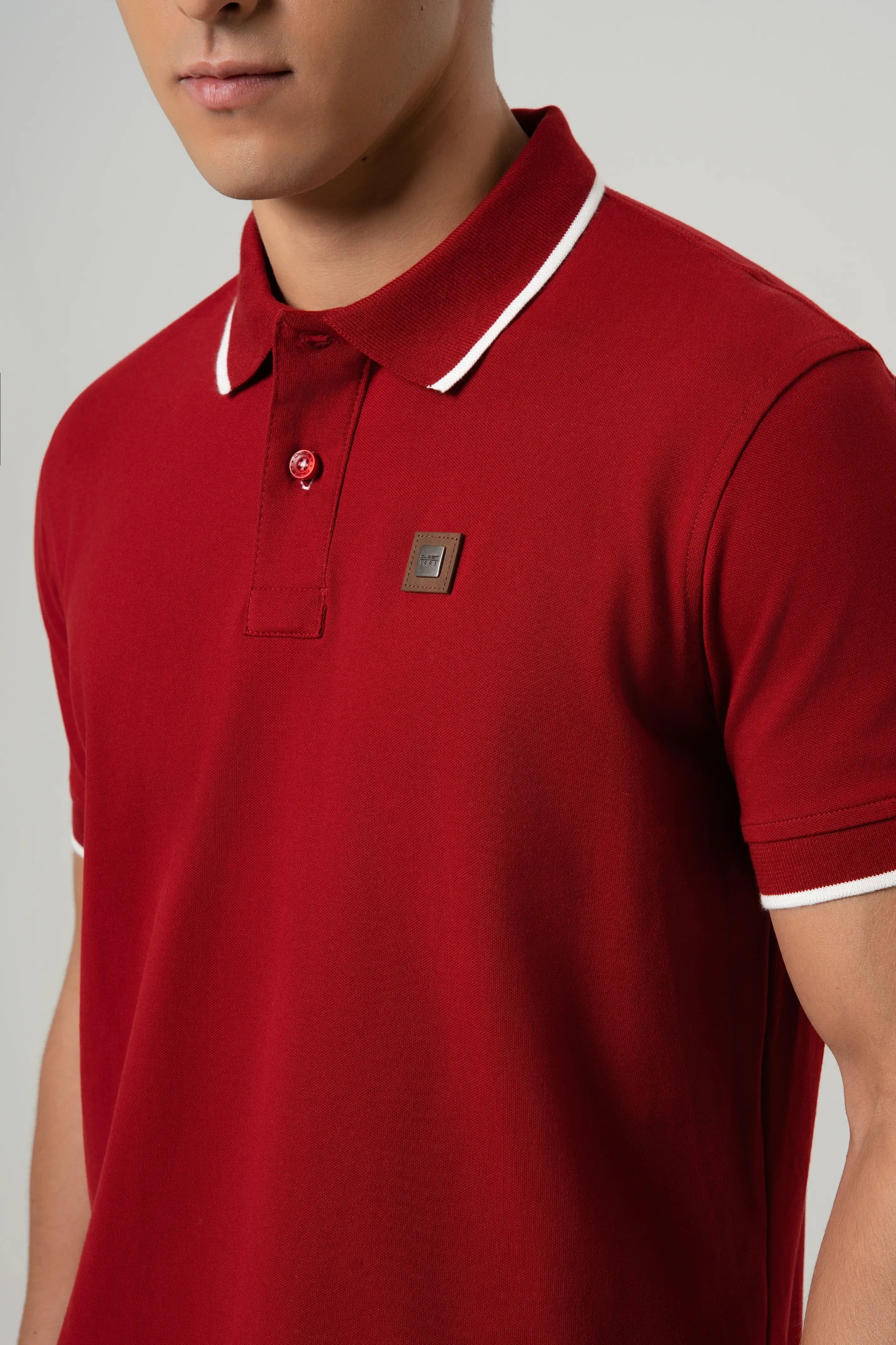 POLO TIPPING COLOR RED DAHILA-IVORY