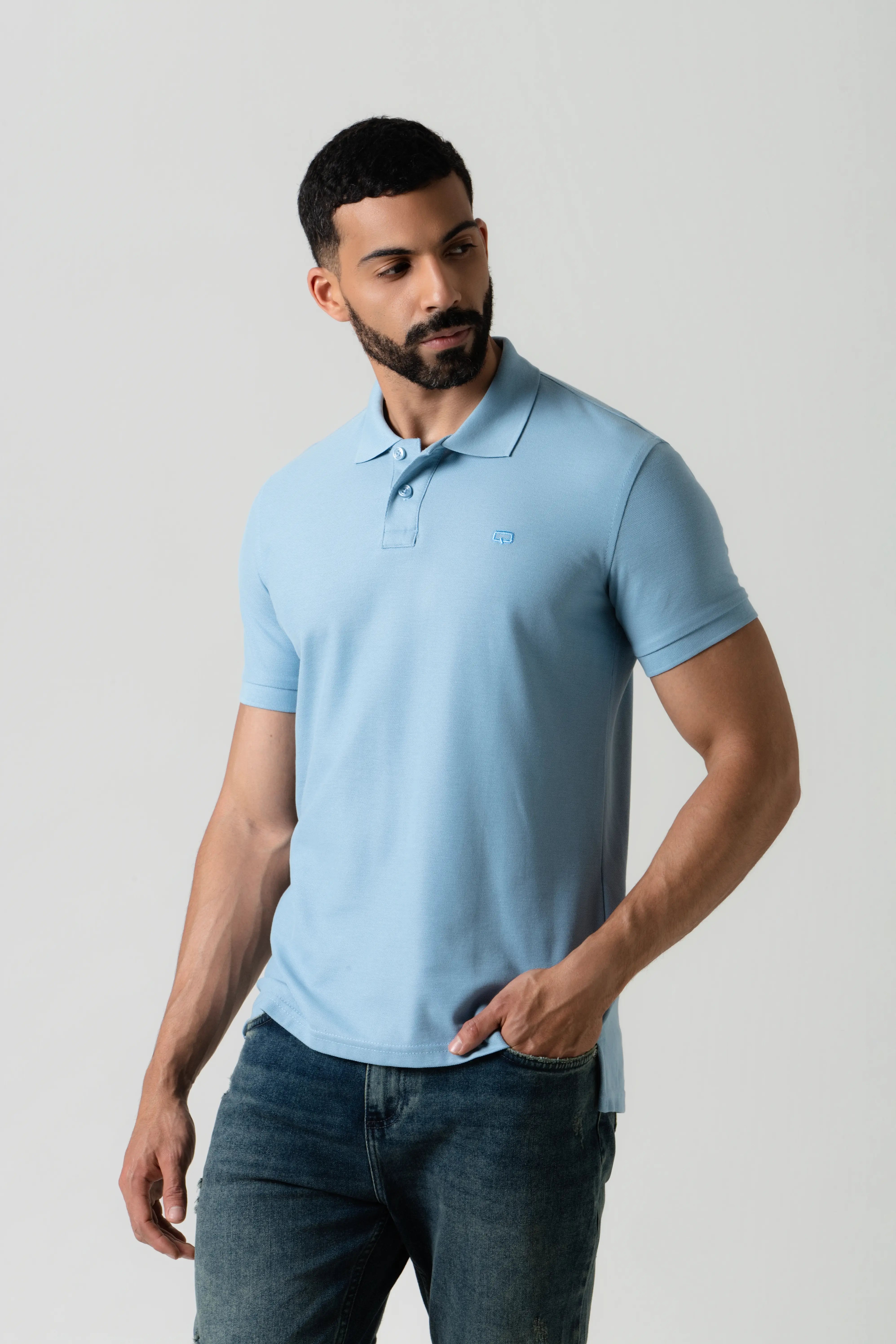POLO SLIM COLOR AZUL GLACIAR