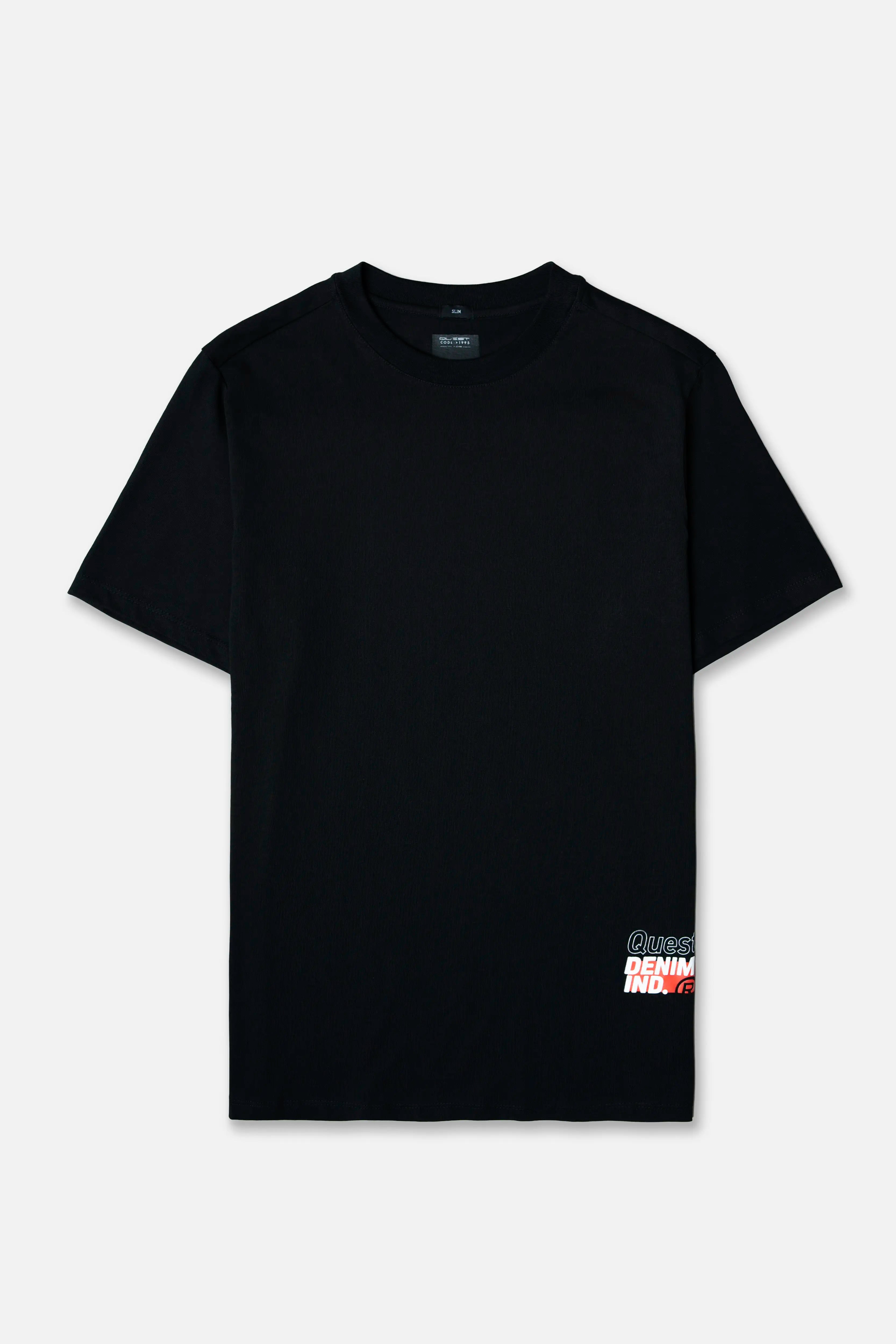 CAMISETA ESPECIAL ESTAMPADO LOCALIZADO COLOR NEGRO