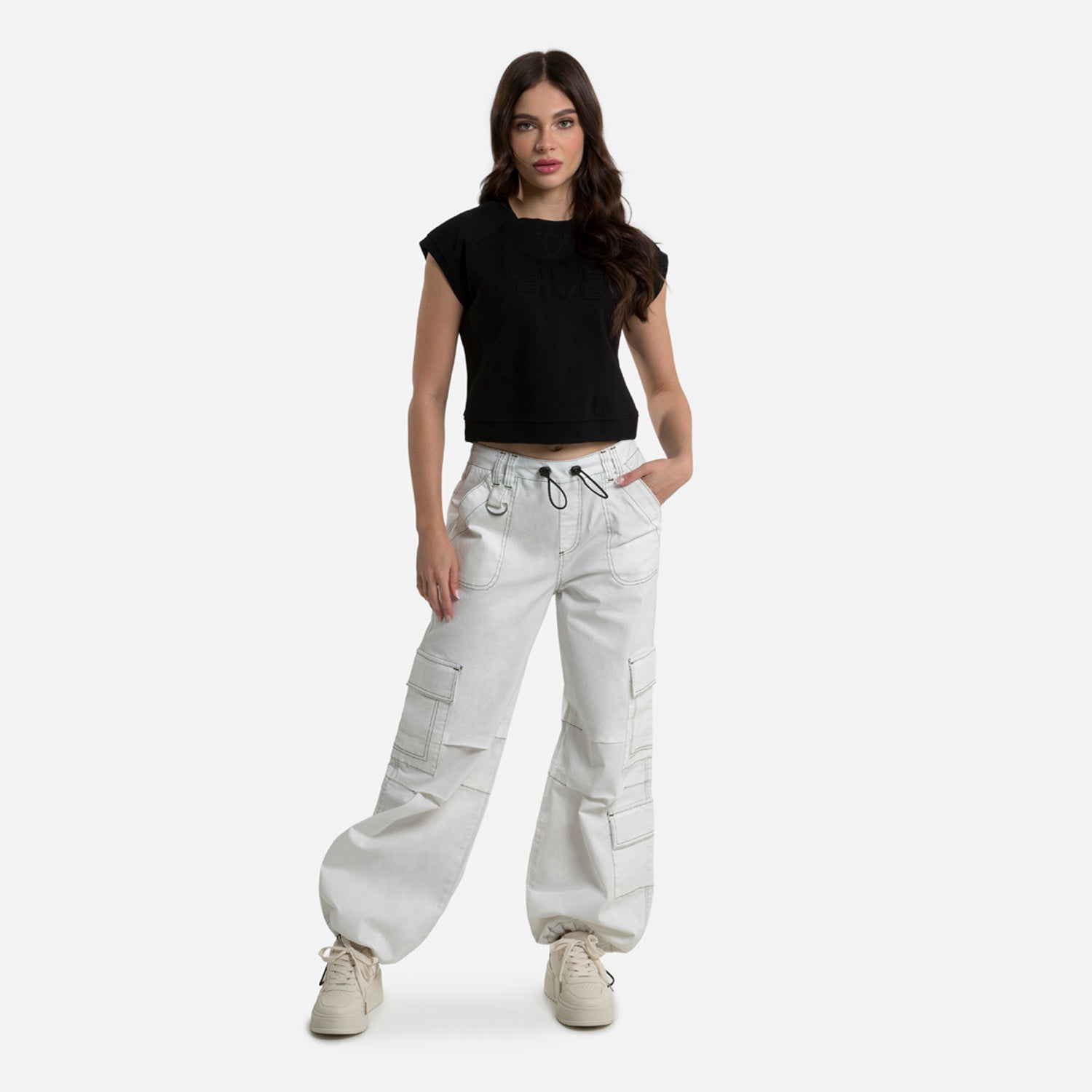 PANTALON CARGO COLOR IVORY