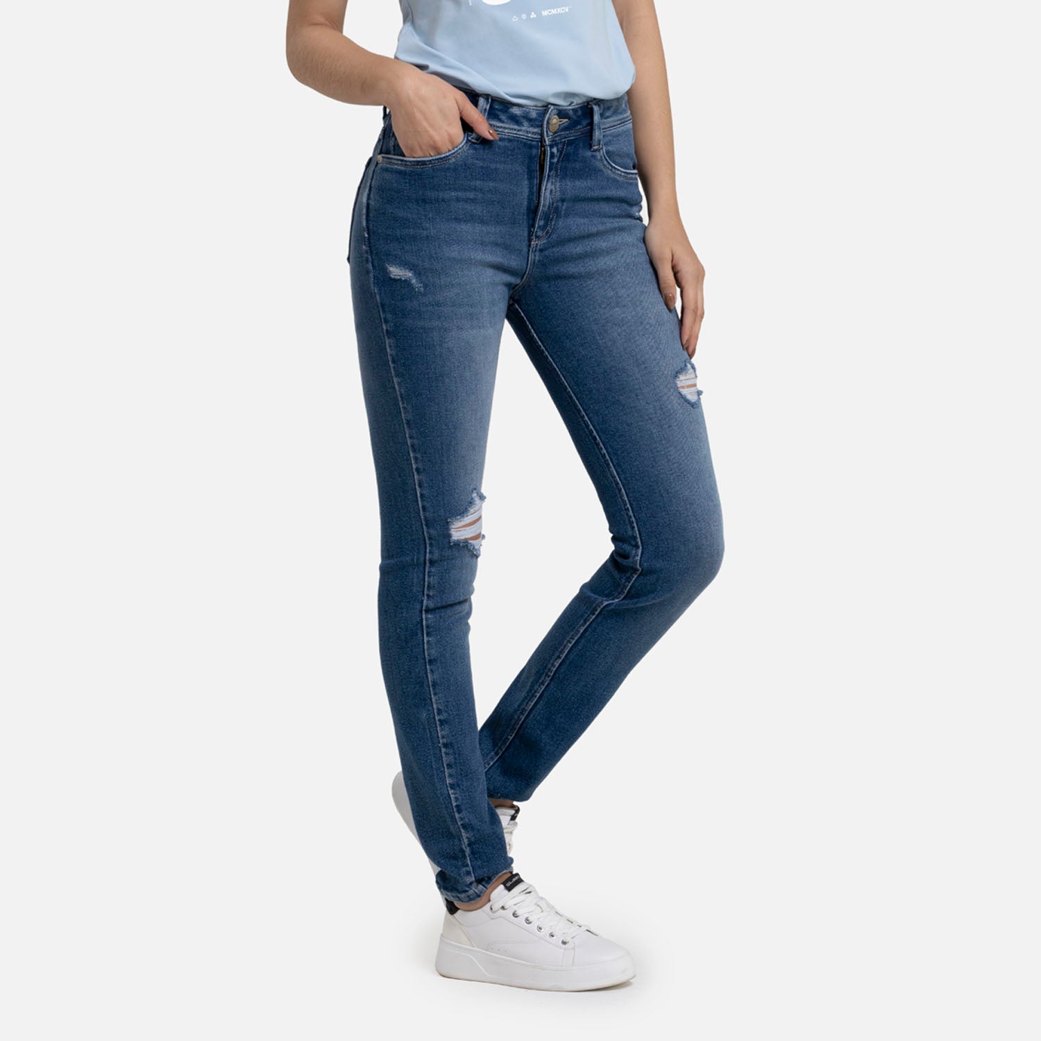 JEAN 5 BOLSILLOS COLOR AZUL MEDIO