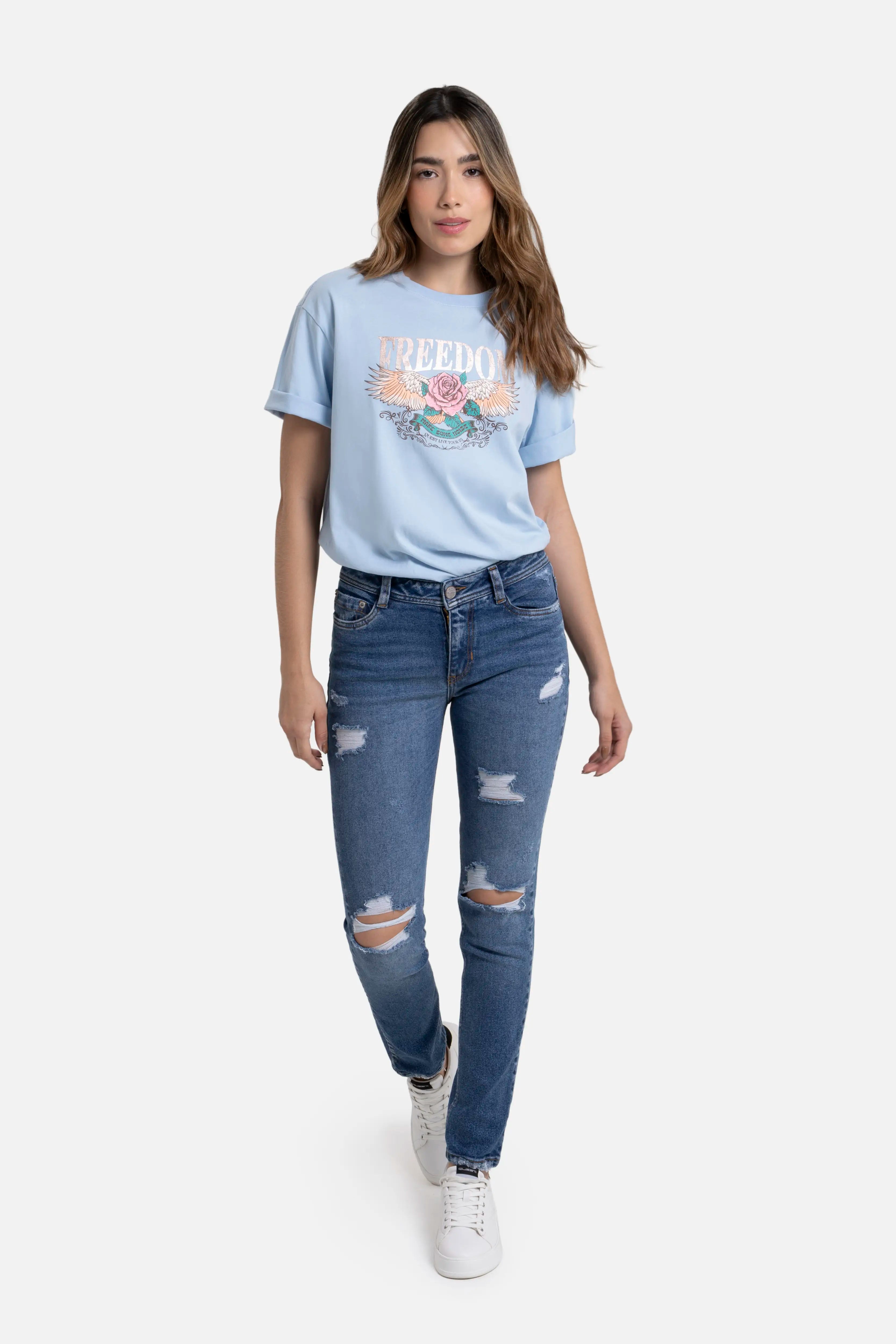 JEAN 5 BOLSILLOS COLOR AZUL MEDIO CLARO