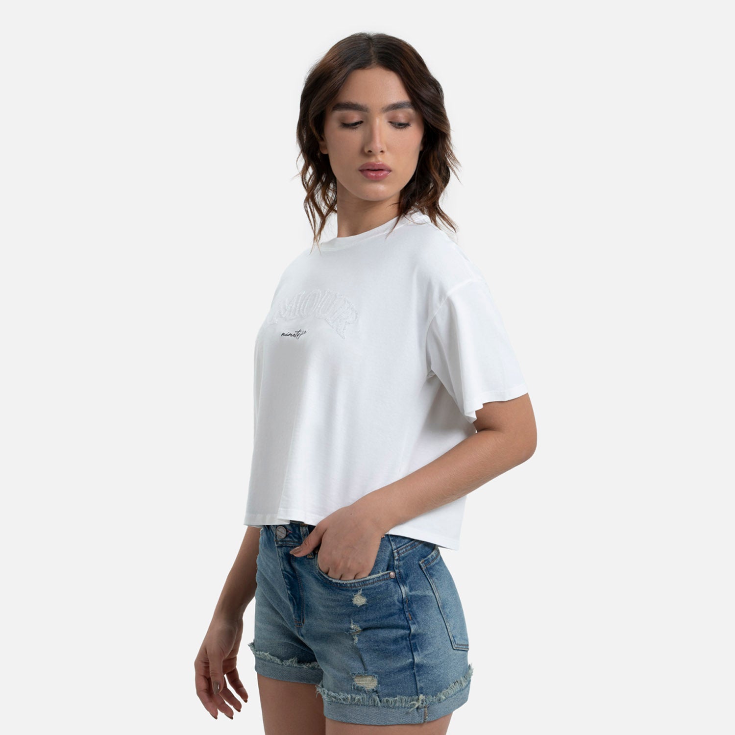 CAMISETA MANGA CORTA COLOR IVORY