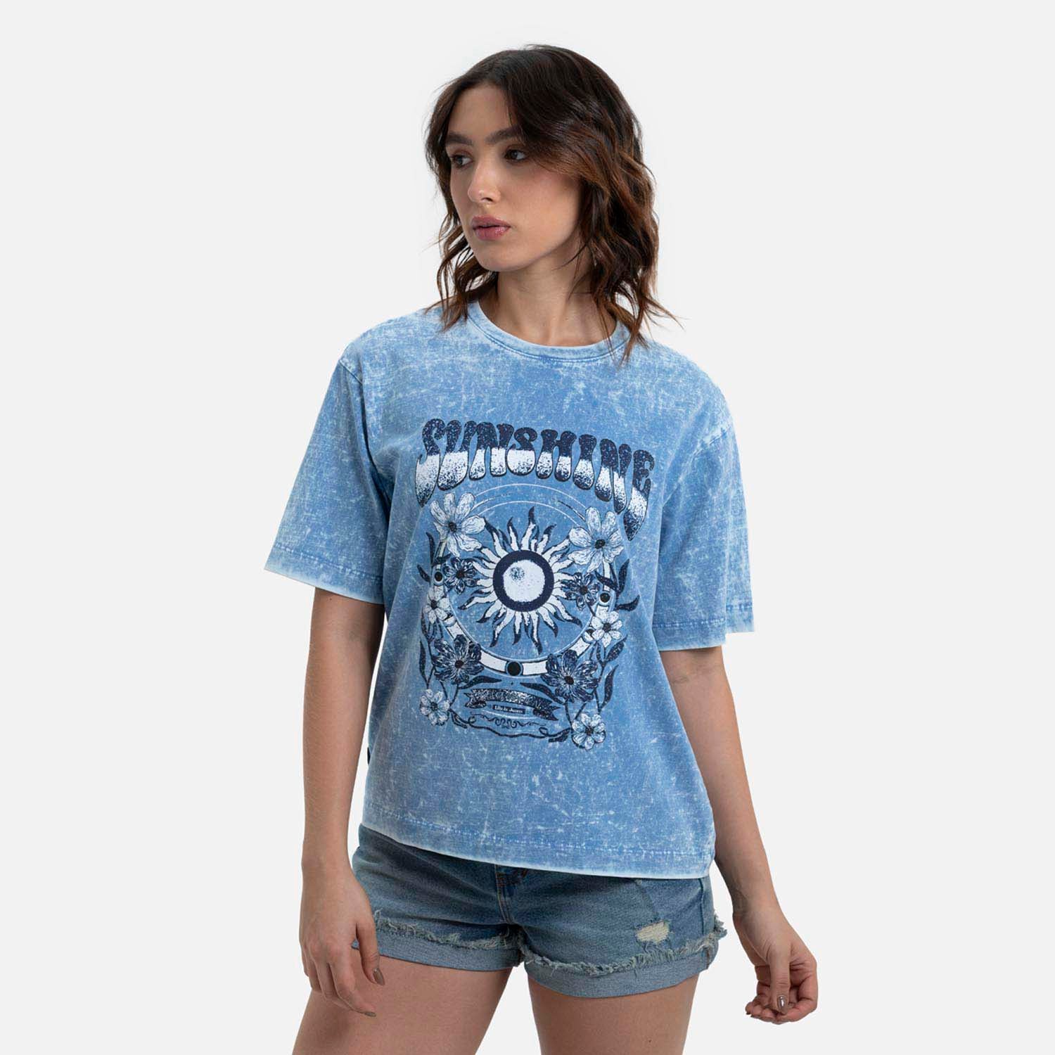 CAMISETA MANGA CORTA COLOR AZUL MEDIO CLARO