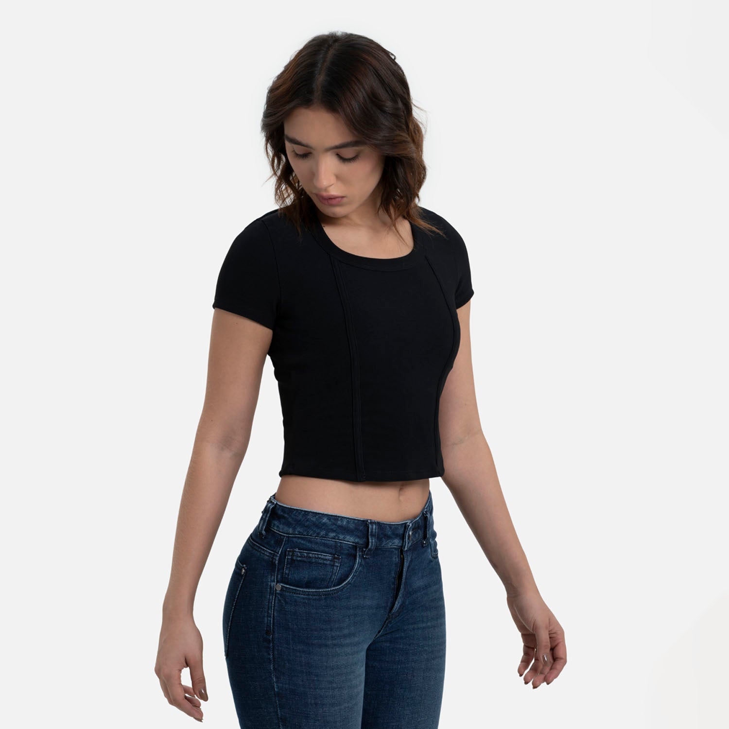 CAMISETA MANGA CORTA COLOR NEGRO