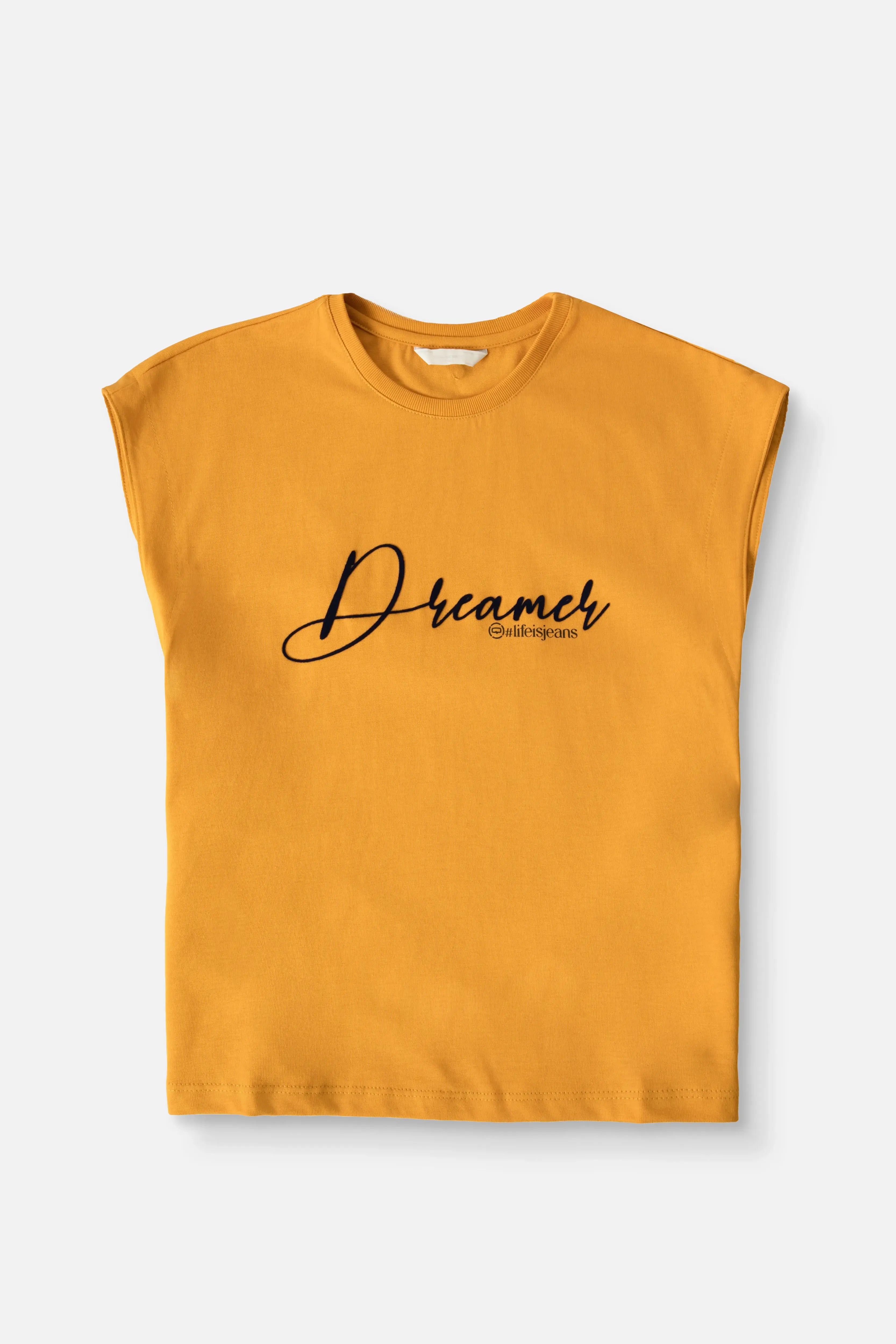 CAMISETA MANGA CORTA COLOR MOSTAZA