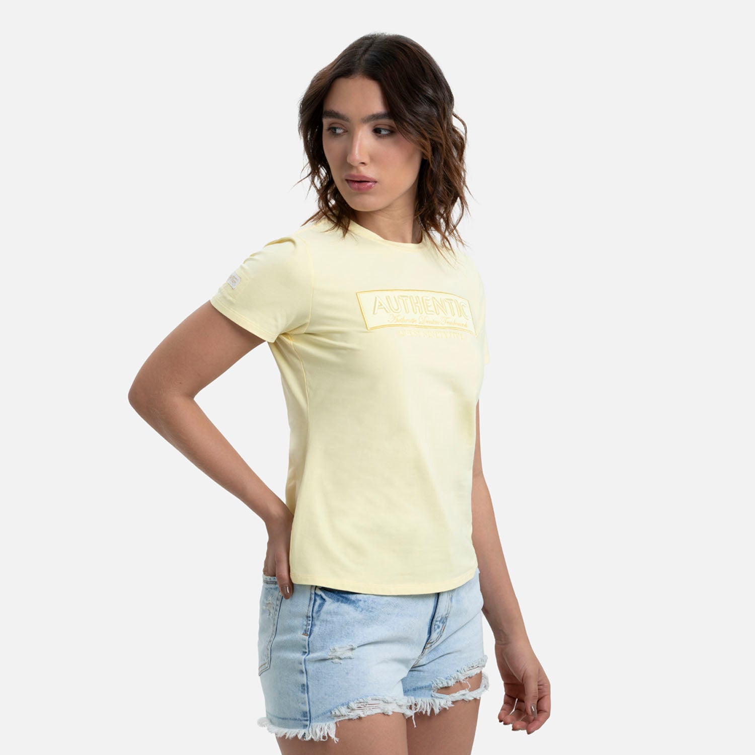 CAMISETA PREMIUM MANGA CORTA COLOR BANANA PALIDO