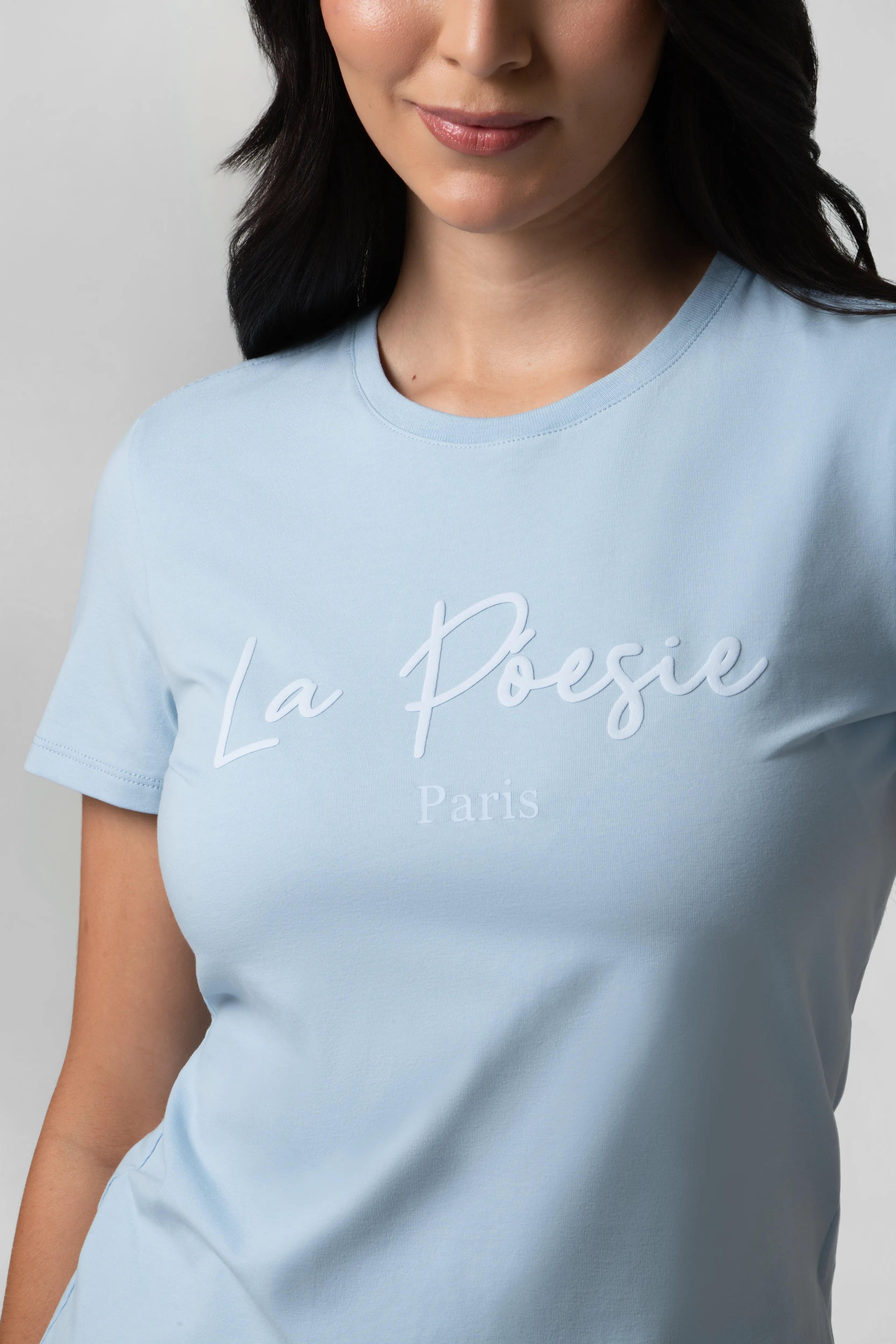 CAMISETA PREMIUM MANGA CORTA COLOR AZUL CHAMBRAY