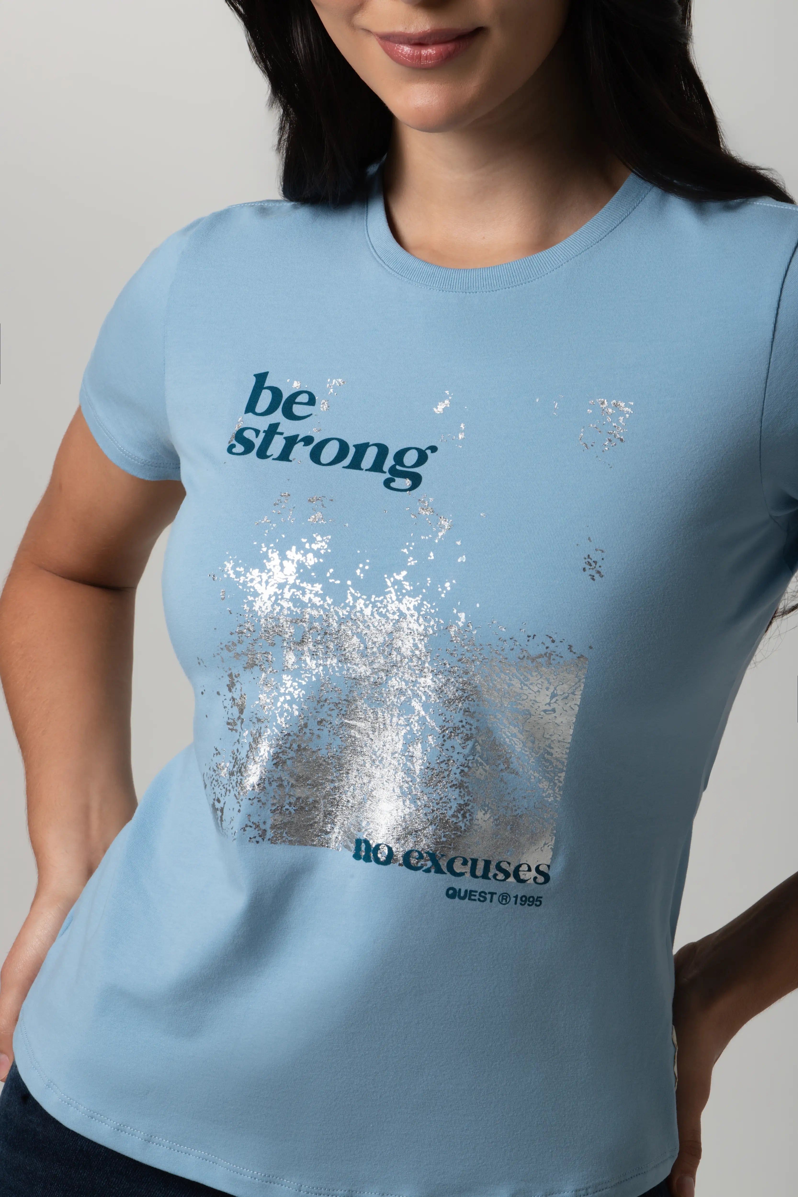 CAMISETA PREMIUM MANGA CORTA COLOR AZUL GLACIAR