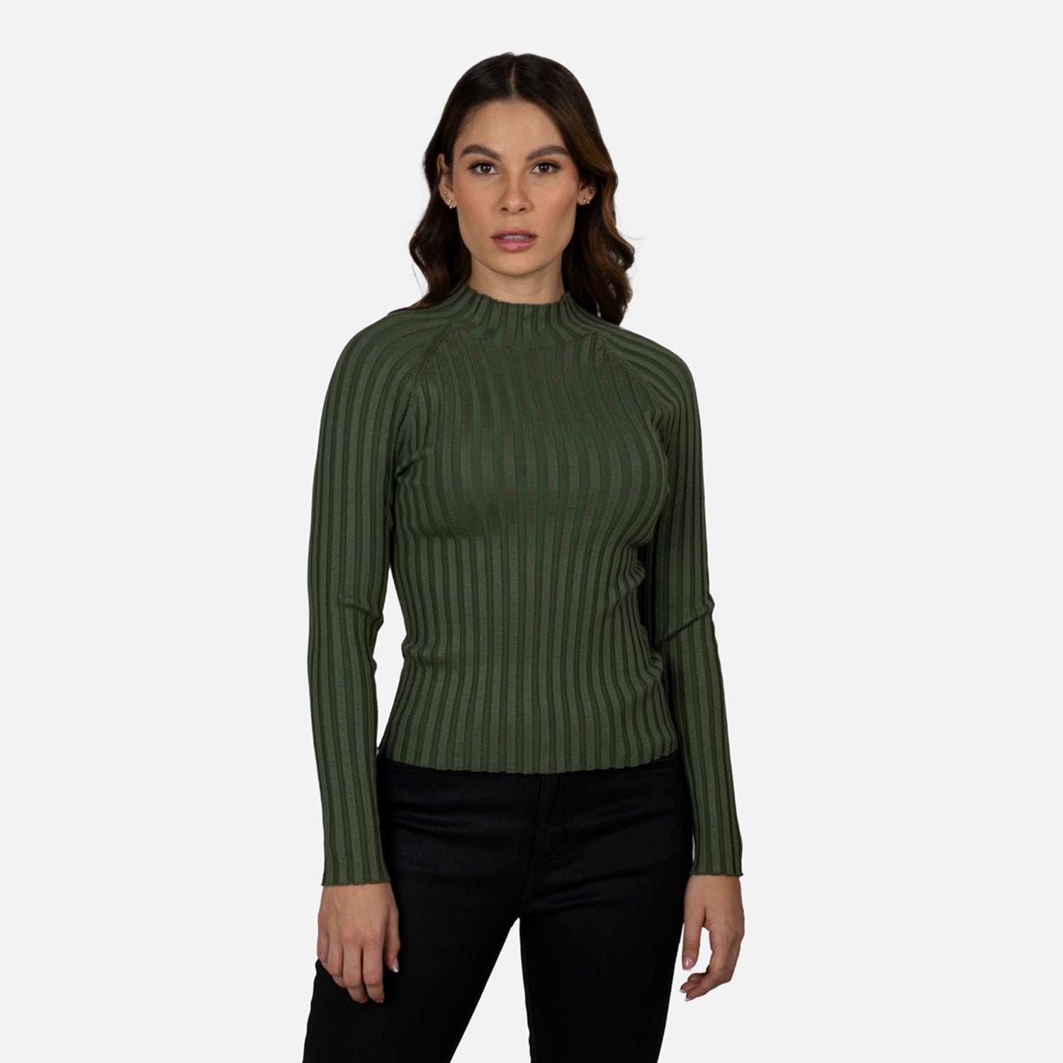 SWEATER CERRADO COLOR VERDE OIL