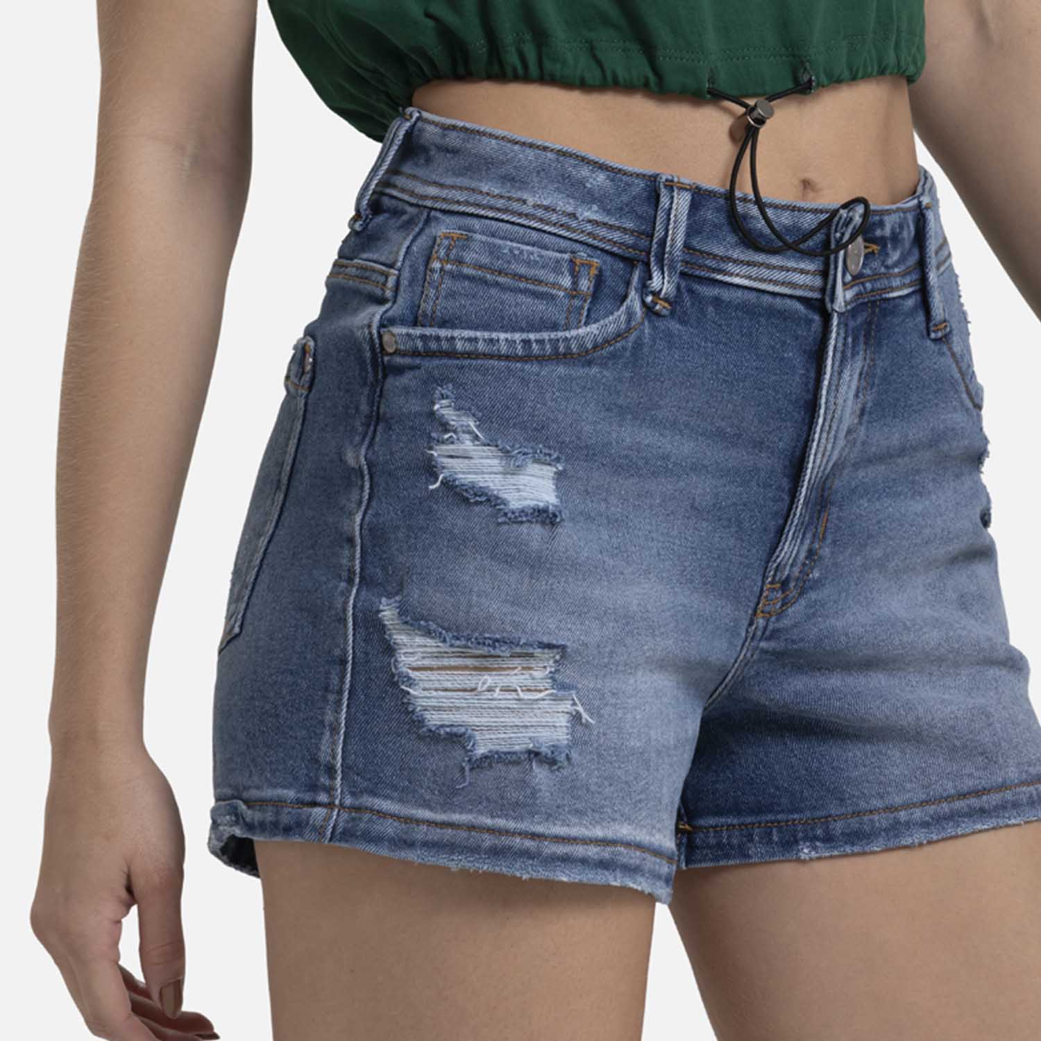 SHORT 5 BOLSILLOS COLOR AZUL MEDIO