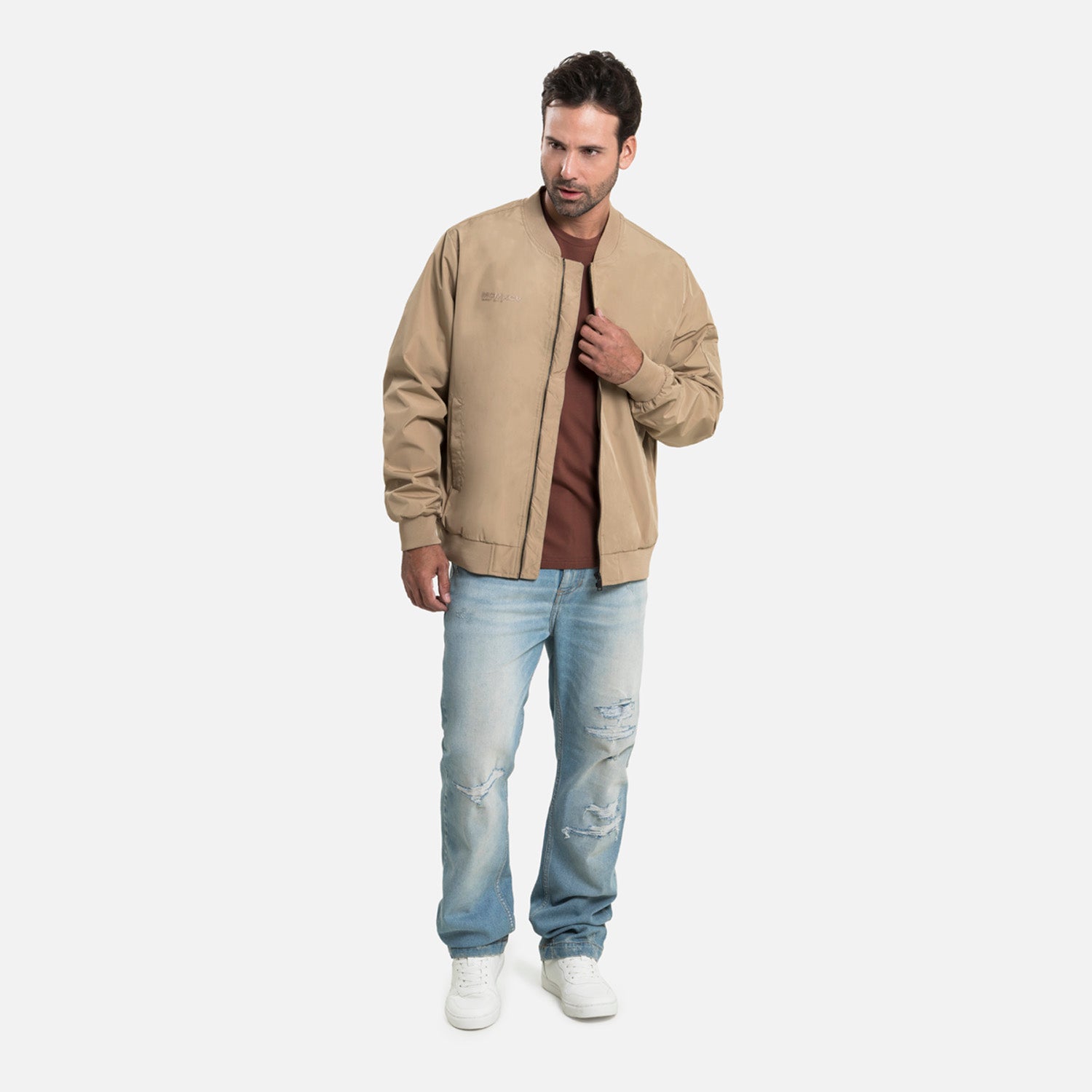 CHAQUETA BOMBER COLOR TAUPE