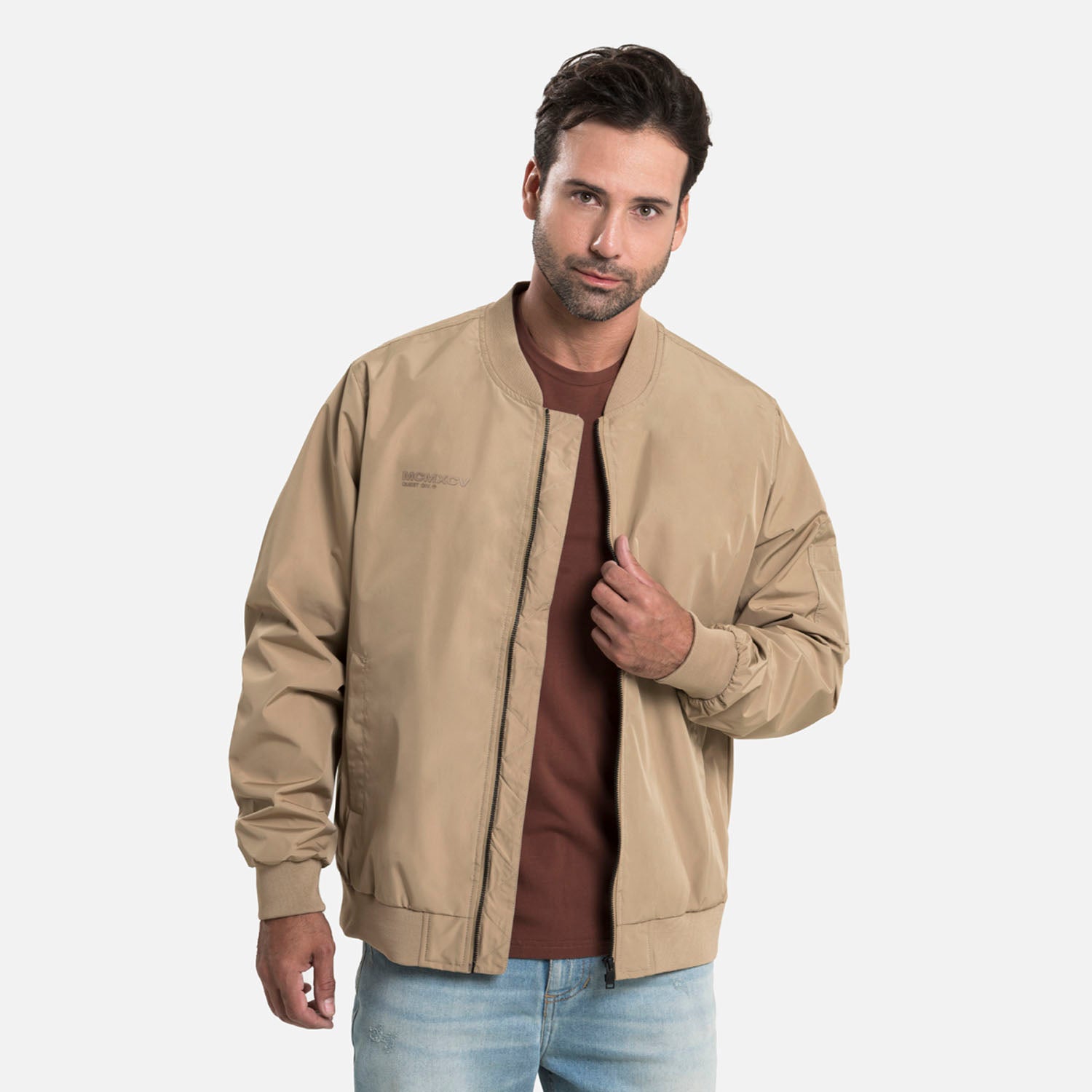 CHAQUETA BOMBER COLOR TAUPE