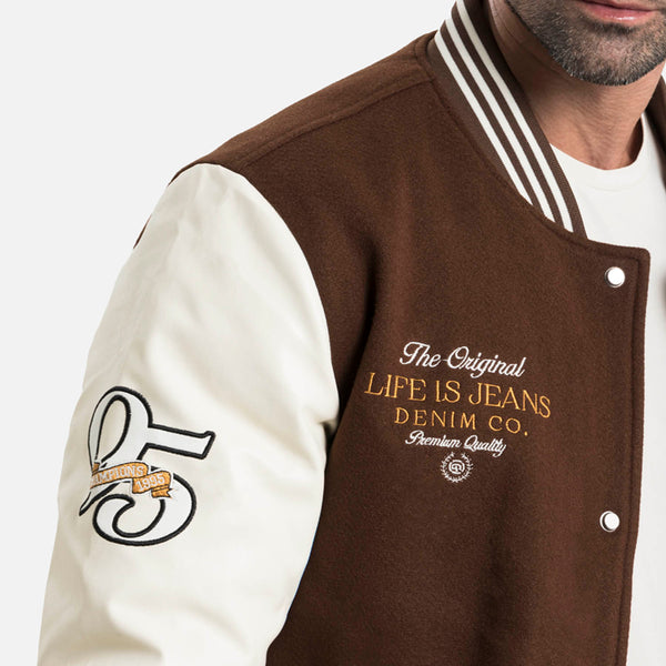 CHAQUETA BOMBER COLOR CAFE