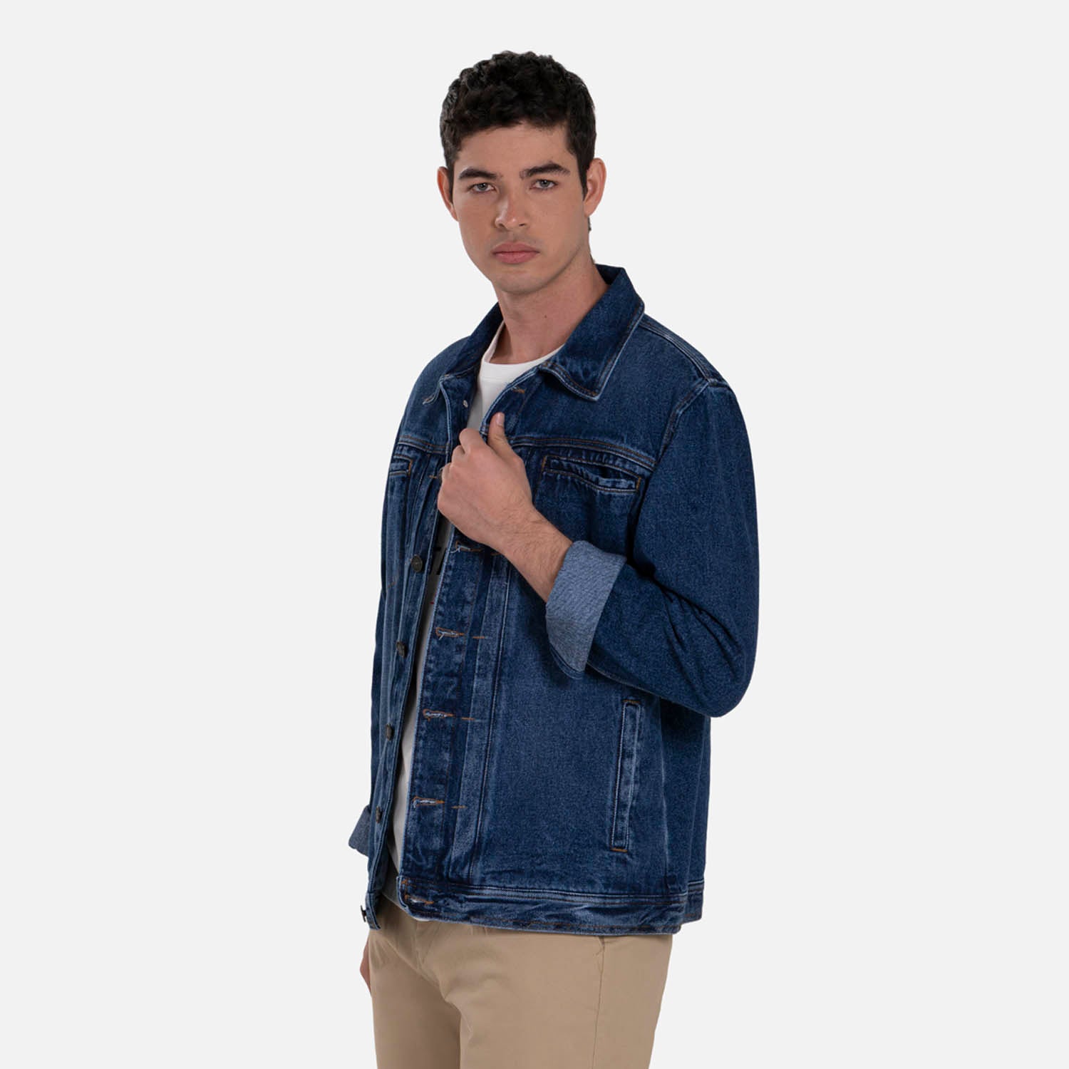 CHAQUETA TRUCKER COLOR AZUL MEDIO OSCURO