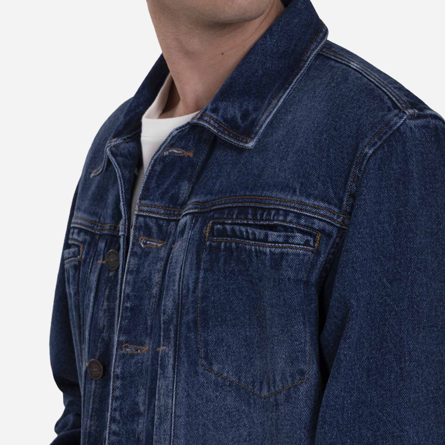 CHAQUETA TRUCKER COLOR AZUL MEDIO OSCURO