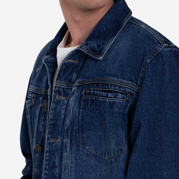 CHAQUETA TRUCKER COLOR AZUL MEDIO OSCURO