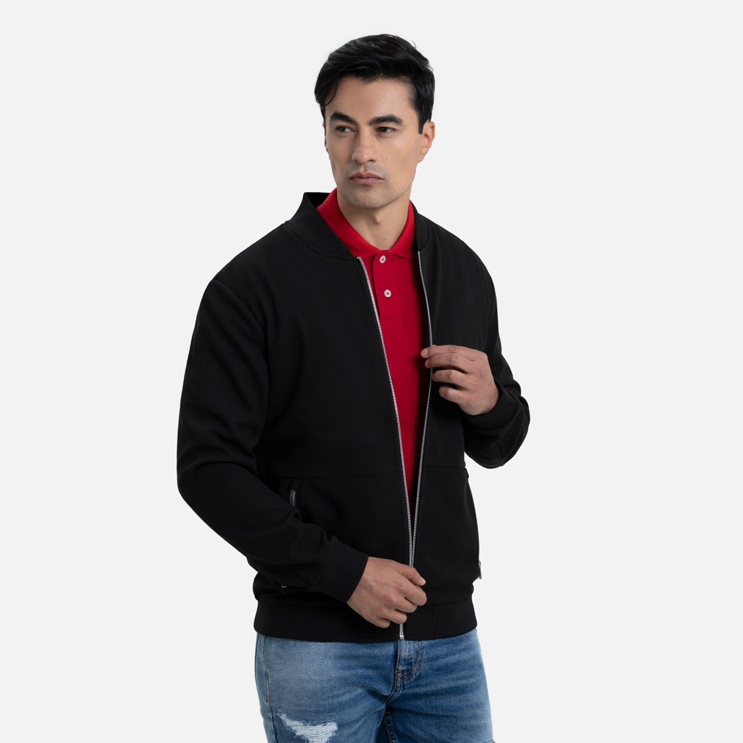 CHAQUETA BOMBER COLOR NEGRO