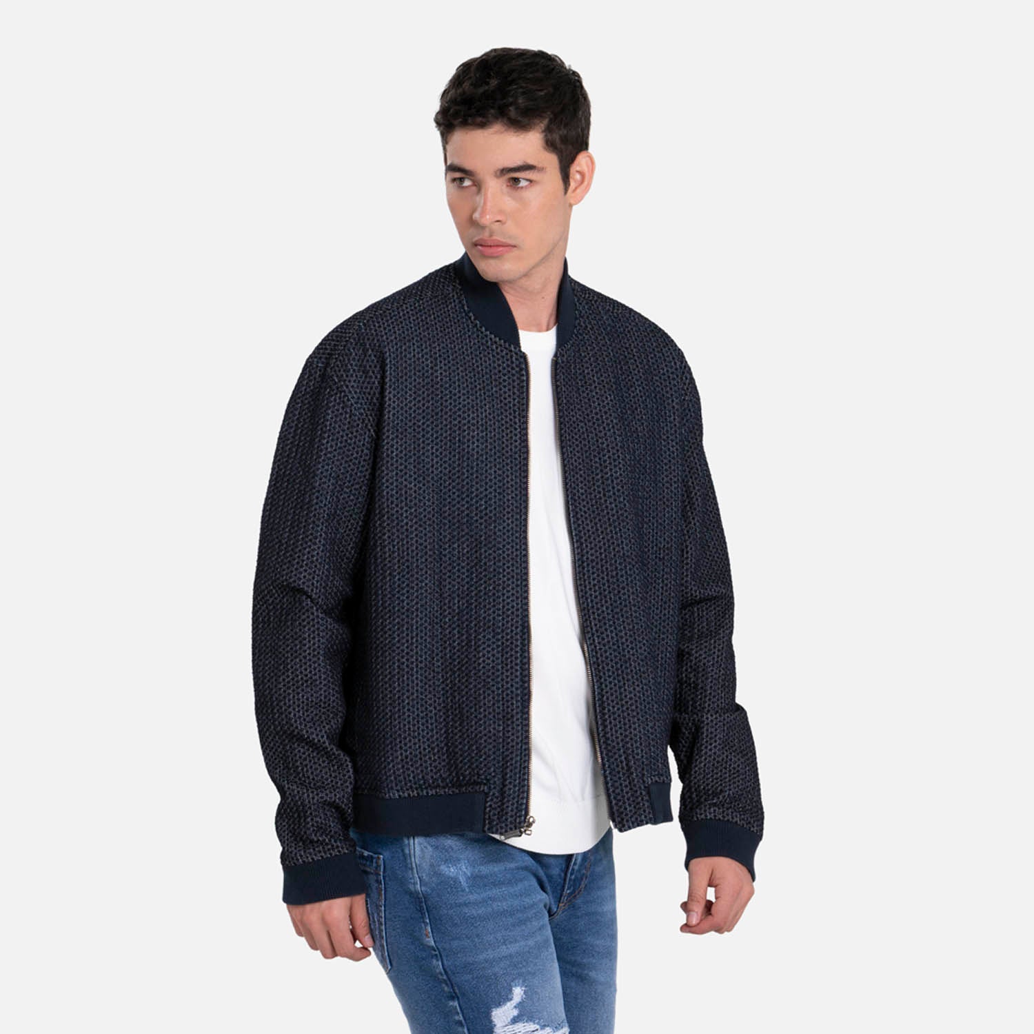 CHAQUETA BOMBER COLOR AZUL OSCURO